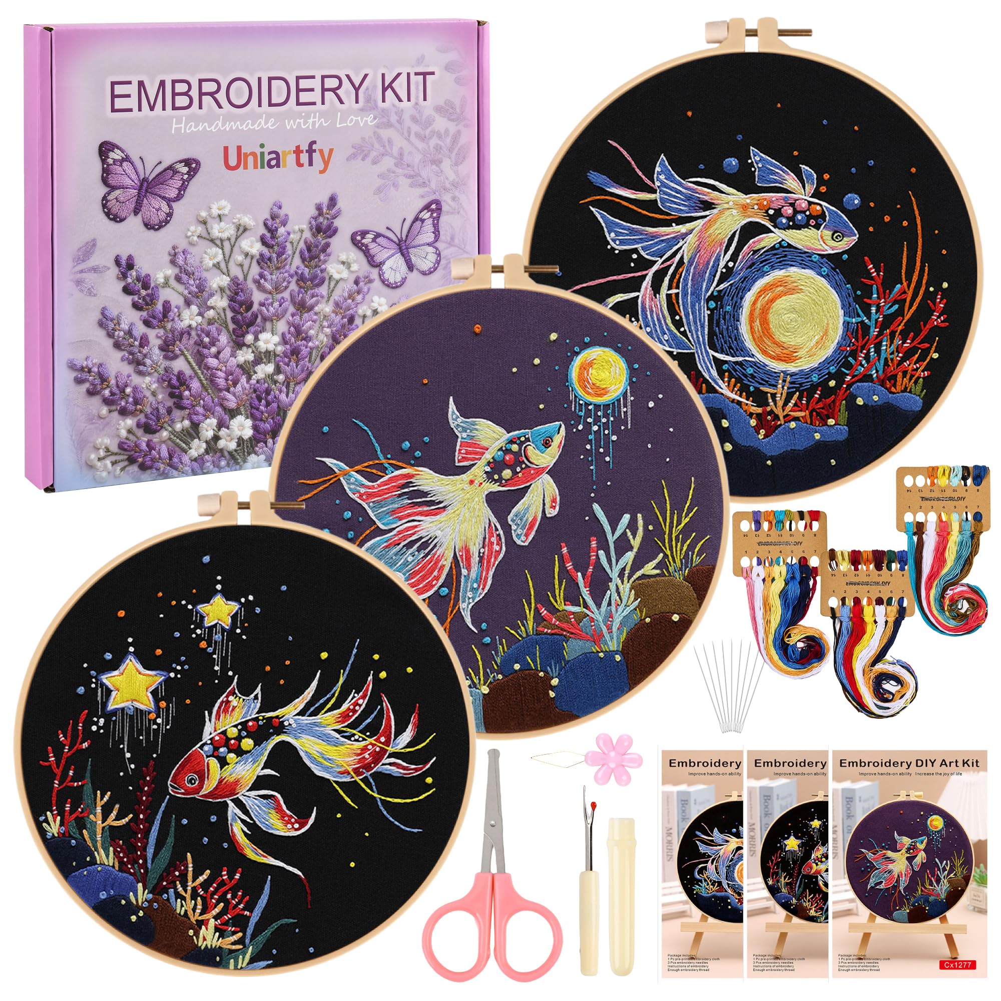Beginner Embroidery Kit - Butterfly & Tree Designs -22
