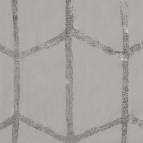 Miniatura 2 de Intelligent Design - Cortina de ducha Raina estampado geométrico lavable a máquina moderna para el cuarto de baño estilo metalizado