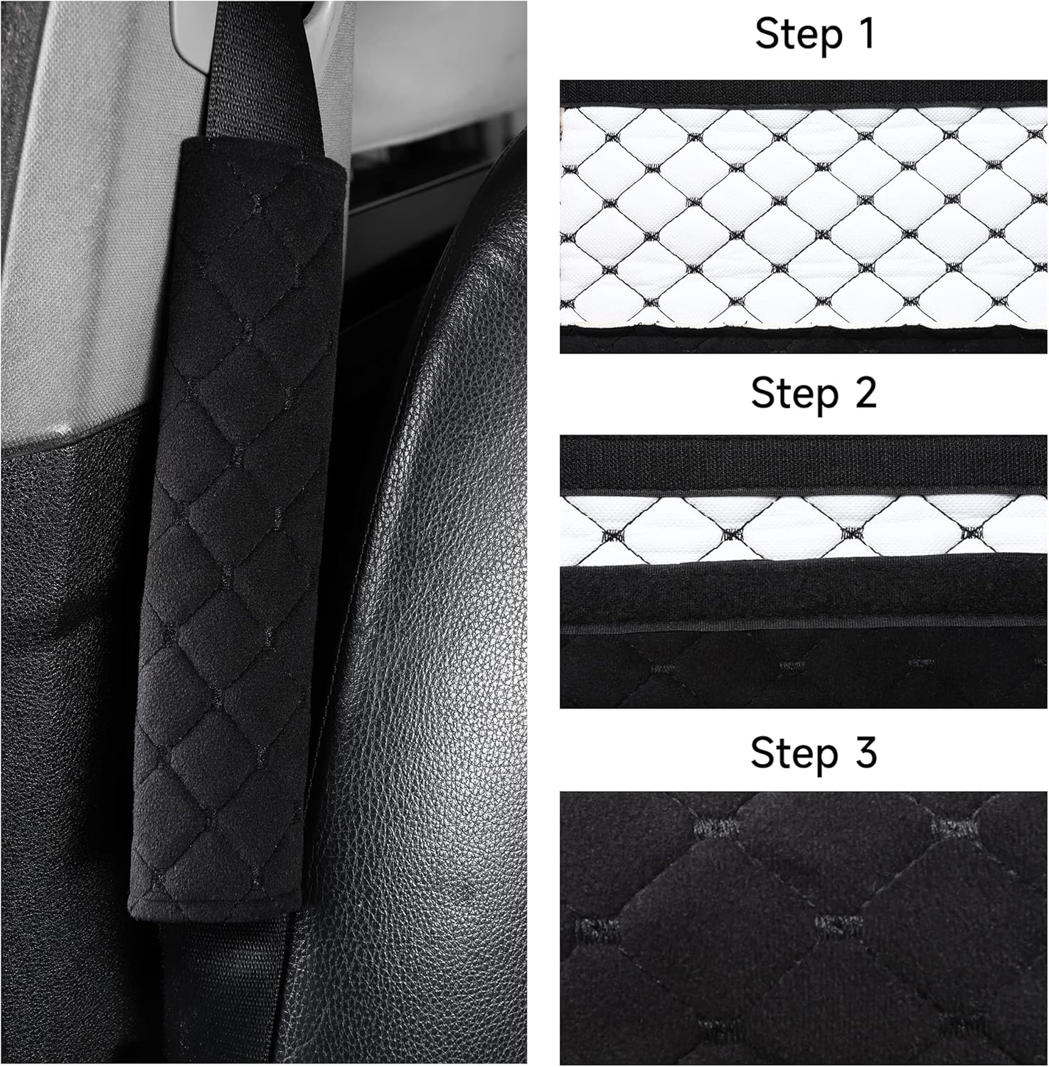 TAPHA Plush Car Seat Belt Cover and Shoulder Pad Cushions Improve Driving Comfort, 2 PCS Included and Compatible with All Vehicles (Black) : Everything Else