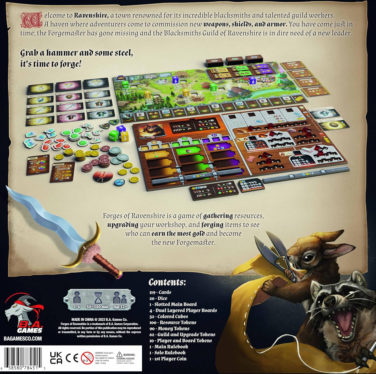 Forges of Ravenshire - Strategy Board Game of Fantasy Blacksmiths, 1-4 Players, Family, Adults, Kids Ages 12+, Dice Worker Placement, Engine Building