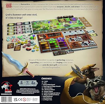 Forges of Ravenshire - Strategy Board Game of Fantasy Blacksmiths, 1-4 Players, Family, Adults, Kids Ages 12+, Dice Worker Placement, Engine Building