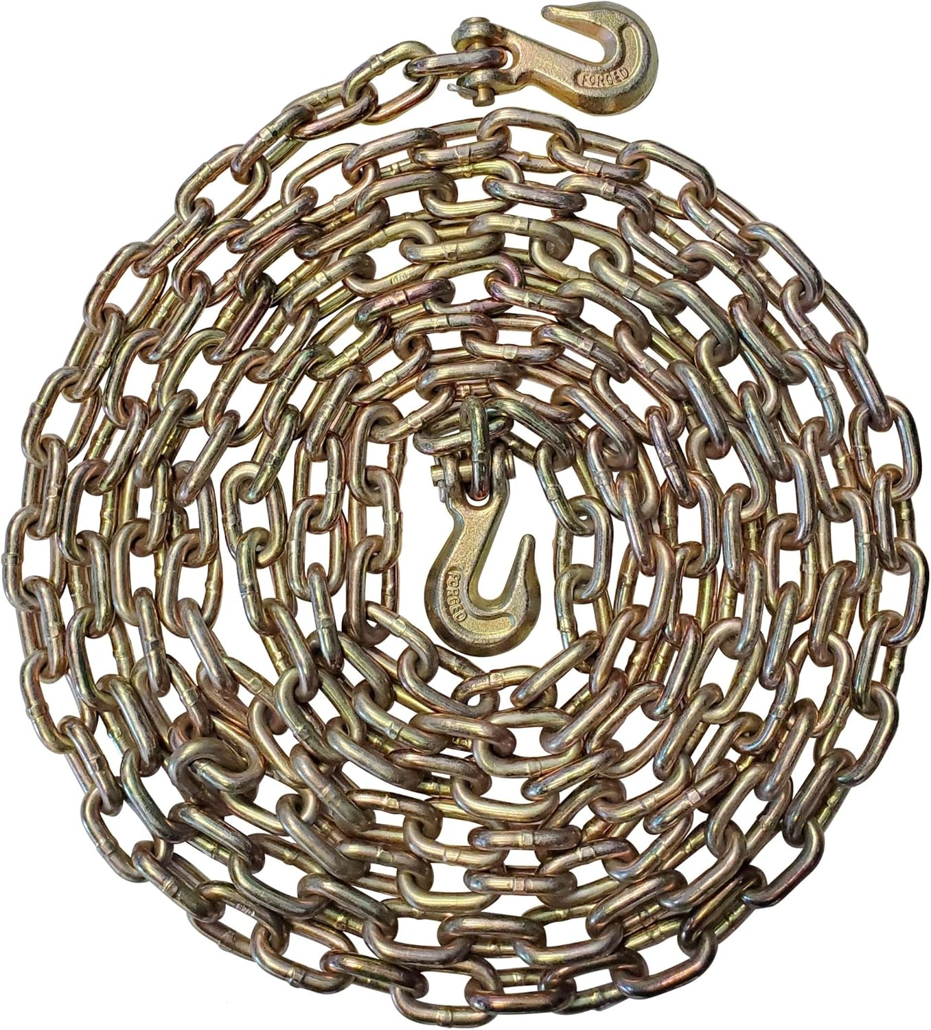Mega Cargo Control 50 Pack, 1/2 Inch x 20 FT Grade 70 Binder Chain with Clevis Grab Hooks - Heavy Duty Transport Tie Downs for Towing, Flatbed, Construction