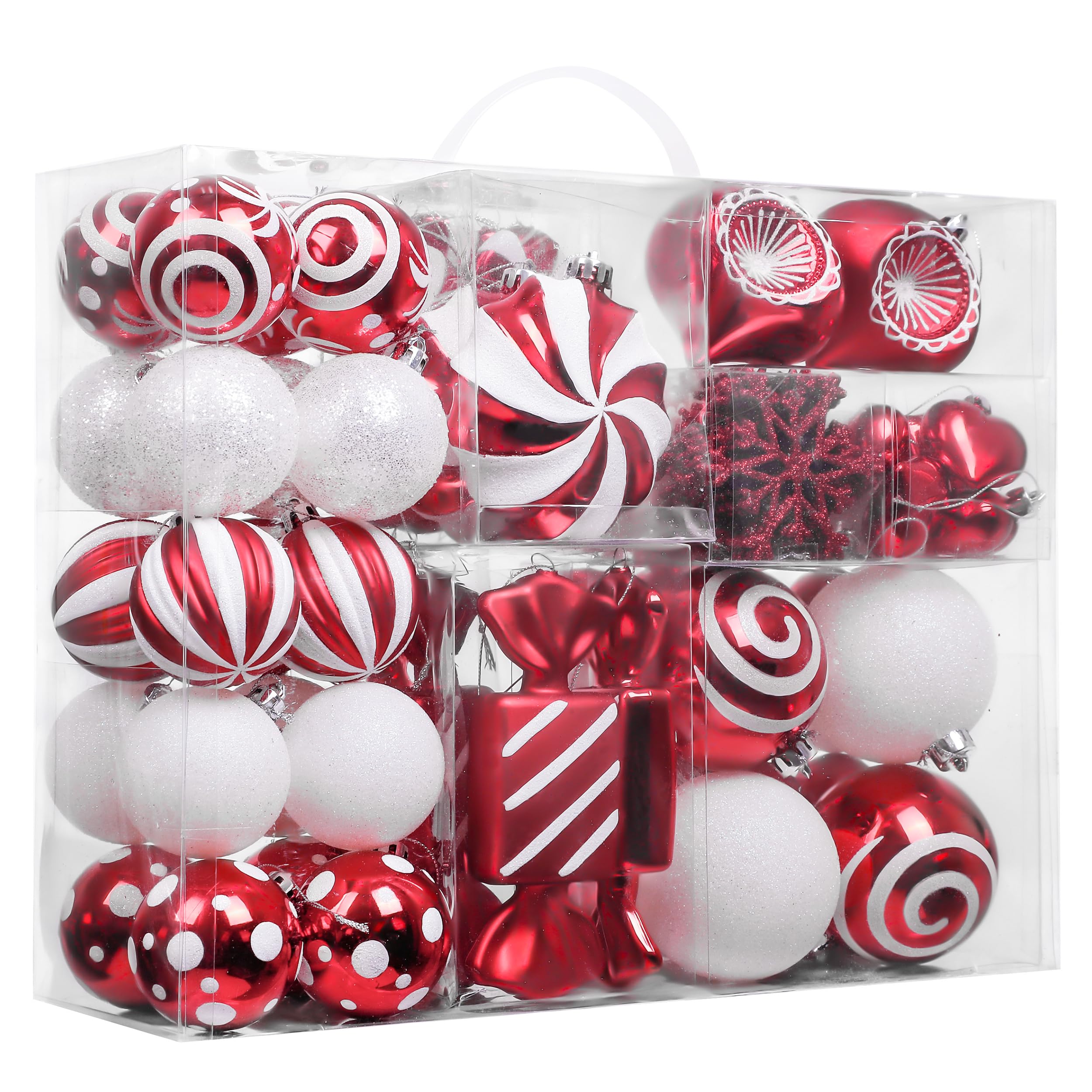 Valery Madelyn 108ct Christmas Ornaments Tree Decorations Set Red White Medium