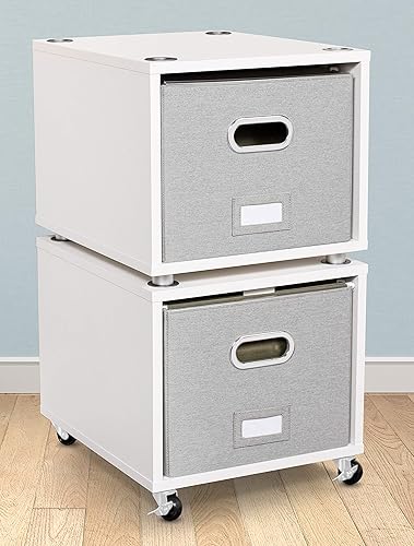 Miniatura 2 de BIRDROCK HOME Archivador rodante – Estante de almacenamiento decorativo con cubos extraíbles, asas y ruedas – Organiza archivos, libros, juguetes,