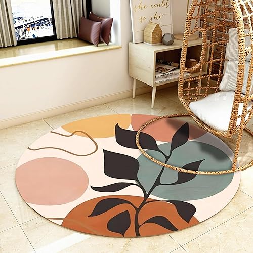 Miniatura 13 de Alfombra de área de Navidad, 4 pies, alfombra redonda de Navidad, alfombra de Navidad para sala de estar, decoración de Navidad, alfombra redonda