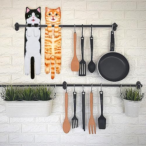 Miniatura 4 de Divertidas toallas de mano con diseño de gato para el baño y la cocina  Linda decoración decorativa para gatos, toallas de cara súper absorbentes y