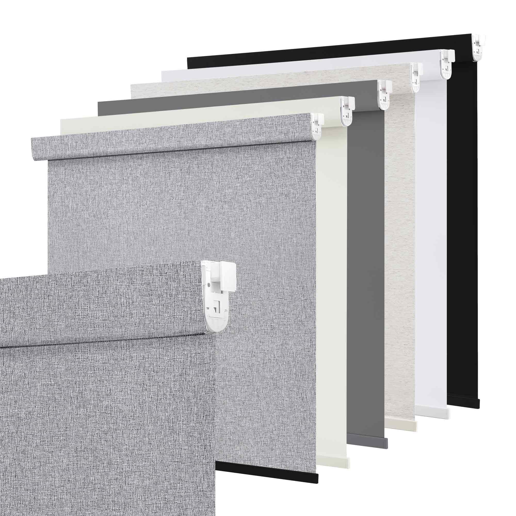 SUNOFF No Drill Tools Blackout Roller Shades,Custom Size,Heather Grey