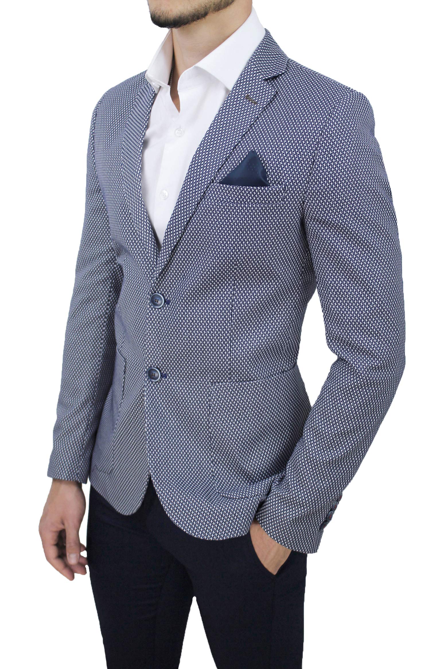 Evoga Giacca Blazer Uomo Sartoriale Blu Estiva Elegante 100% Made in Italy