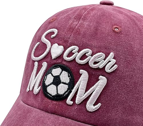 Vista 2 de Waldeal Sombrero de cola de caballo de fútbol para mujer, gorra de caballo ajustable bordada lavada alta desordenada para mamá