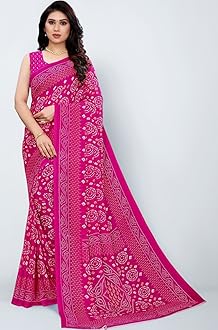 Women's Georgette Bandhani Printed Saree with Blouse