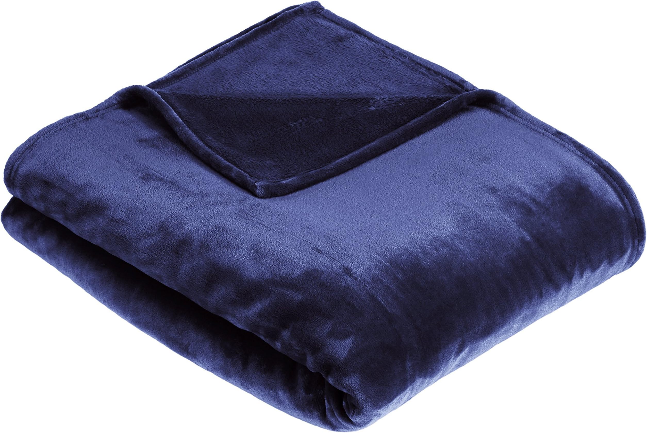 Amazon Basics - Cuddly throw blanket, made of velvety plush, 127 x 152 cm - Navy Blue