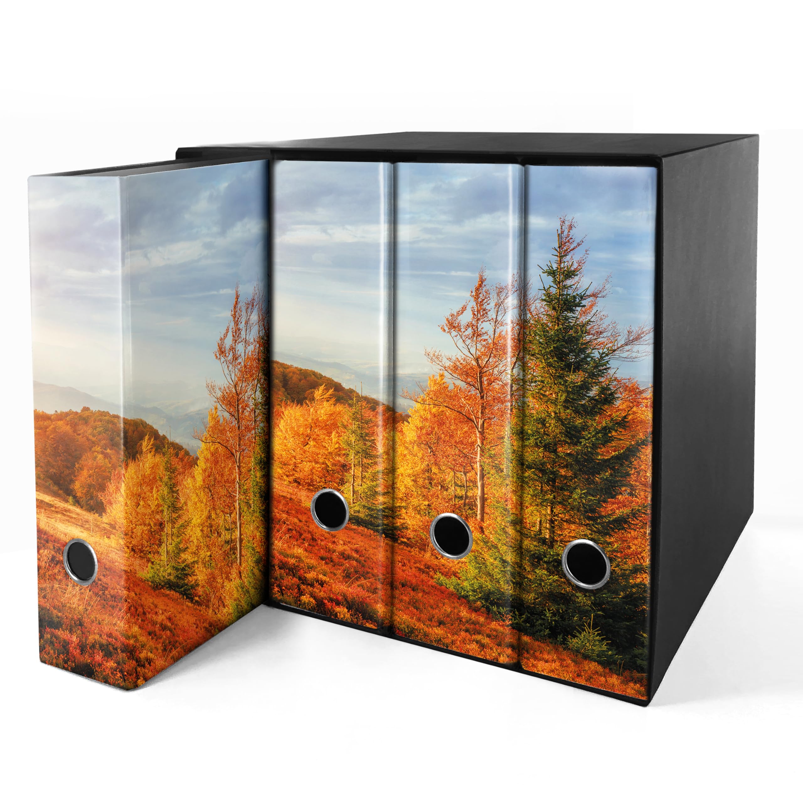 Set da 4 raccoglitori ad anelli - AUTUNNO (H31 cm con 2 anelli)