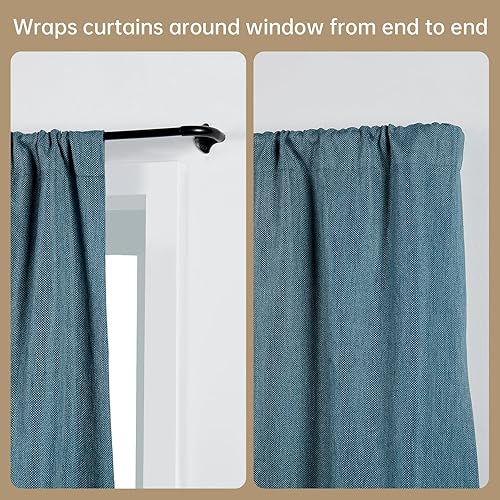 Miniatura 4 de Paquete de 2 barras de cortina envolventes para ventanas de 28 a 48 pulgadas, cortinero curvado opaco, para interiores y exteriores, ajustable de 33