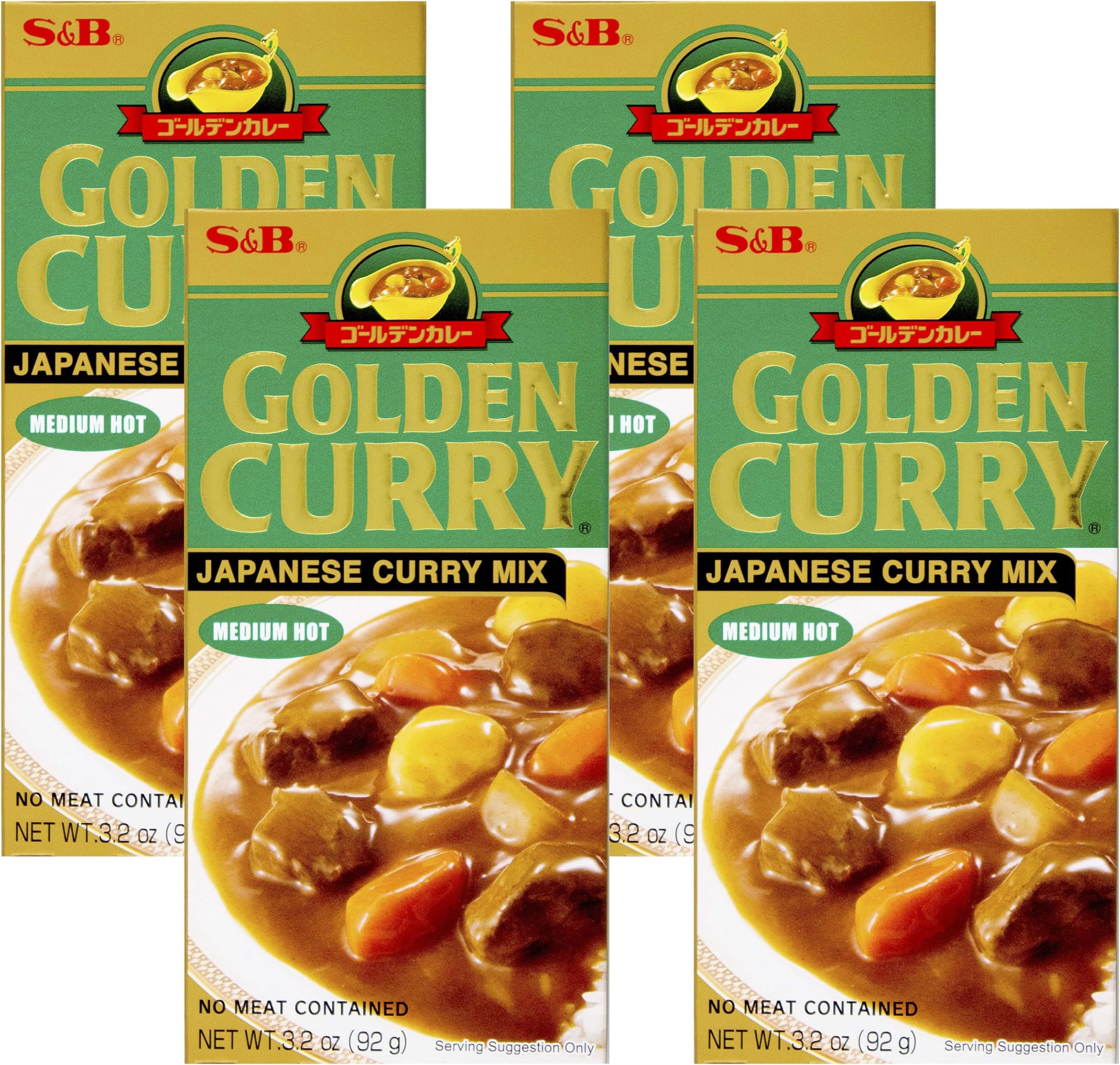 Golden Curry Japanese curry Mix, Medium Hot, 3.2 oz (Pack of 4)