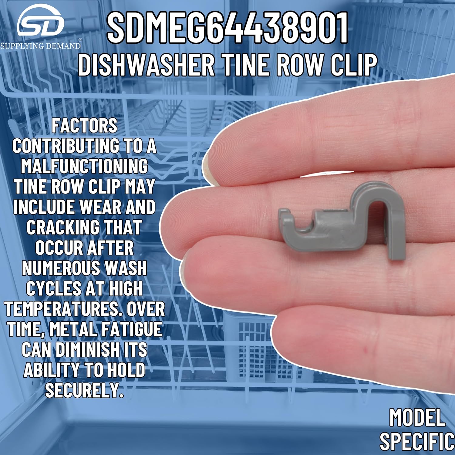 Supplying Demand MEG64438901 Dishwasher Tine Row Clip - Replaces 4512017, PS12081830
