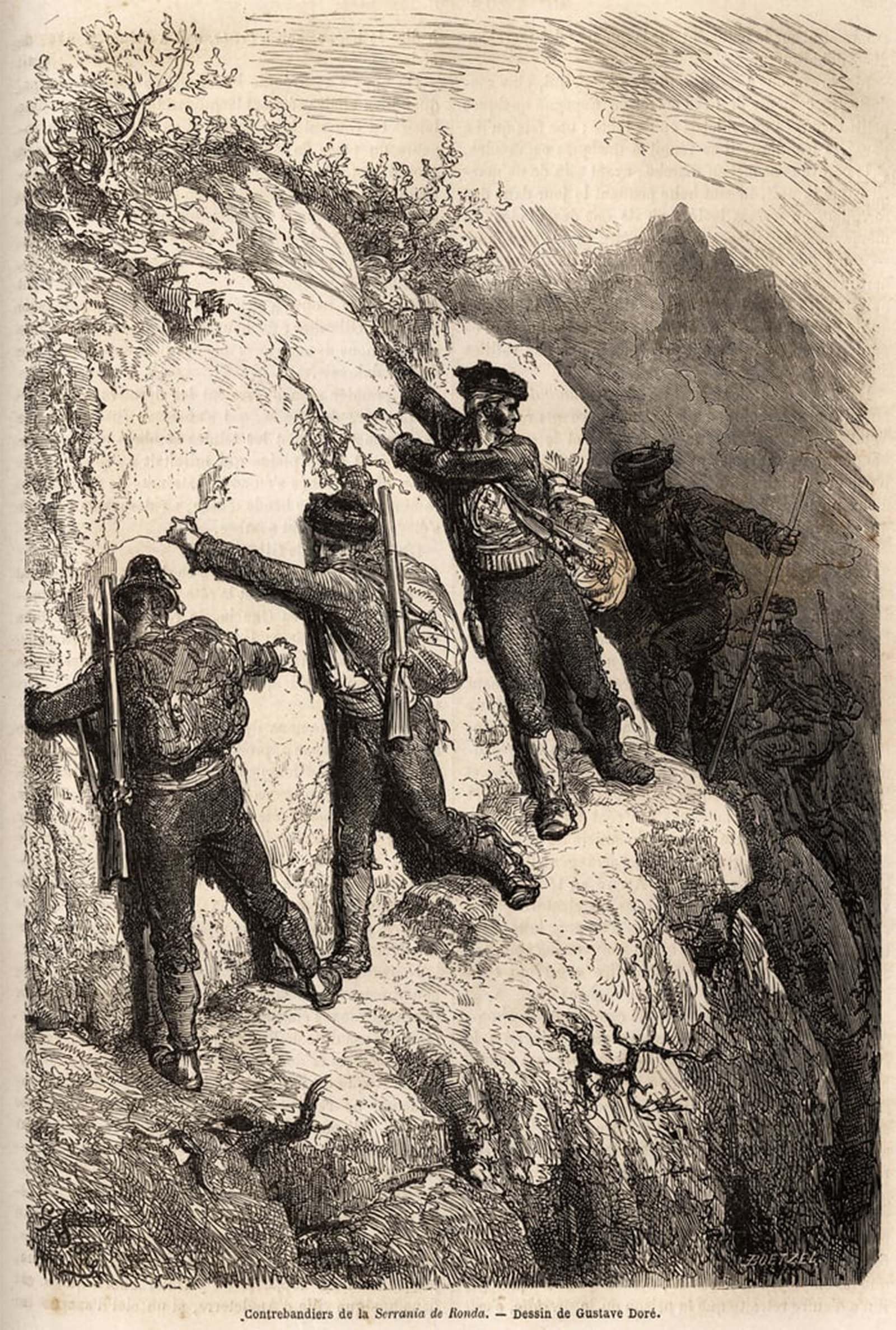 ARTXLXXBN Famous Prints Artwork Pictures Poster Painting Art Smugglers by Gustave Dore Artwork Landscape Pictures for Home Decor 60x90cm
