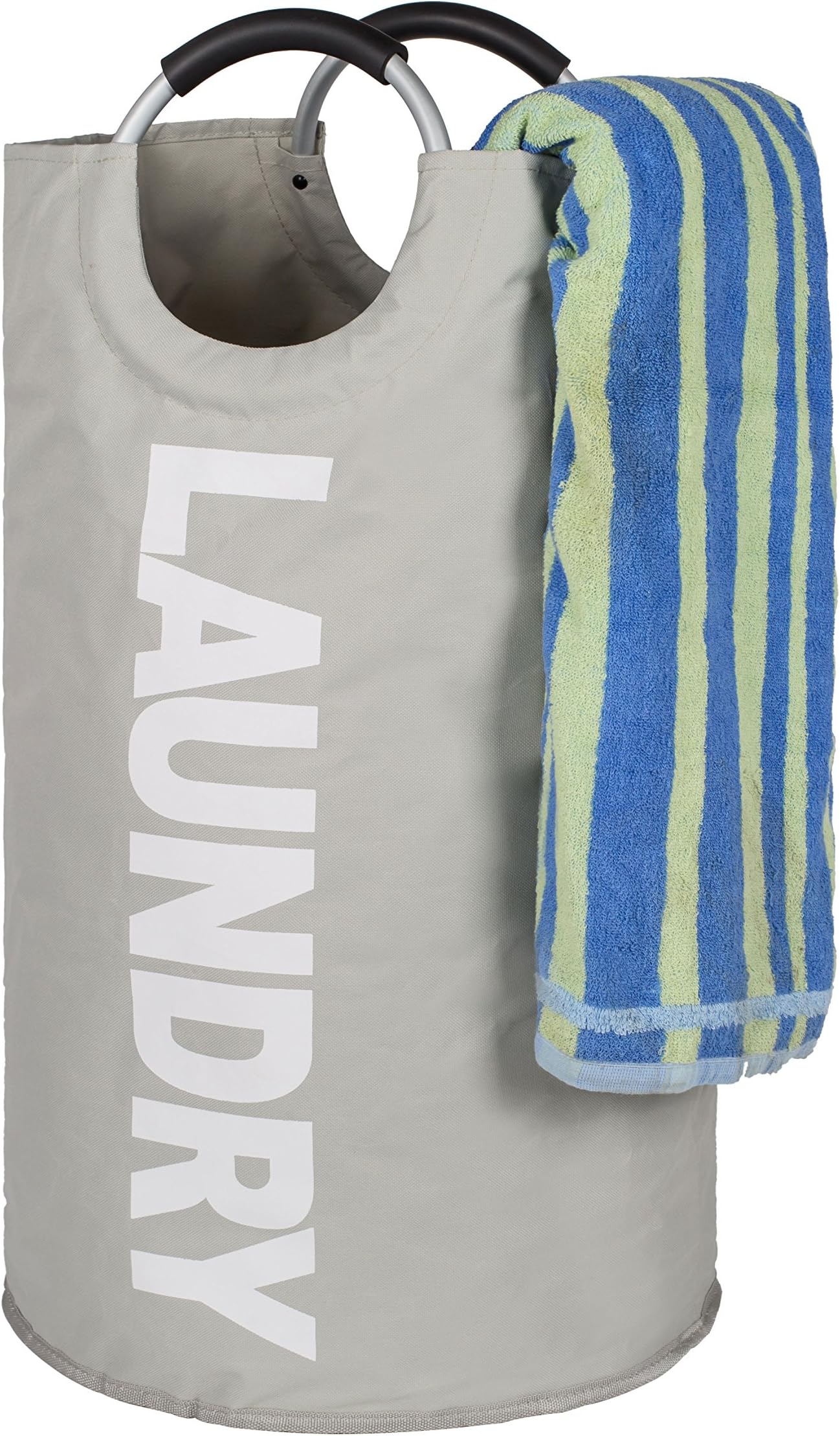 TOMHOM VC_A0001 Large Basket Collapsible Fabric Hamper Foldable Clothes Bag Folding Washing Bin Laundry Set 5 Colors Available, Light Grey