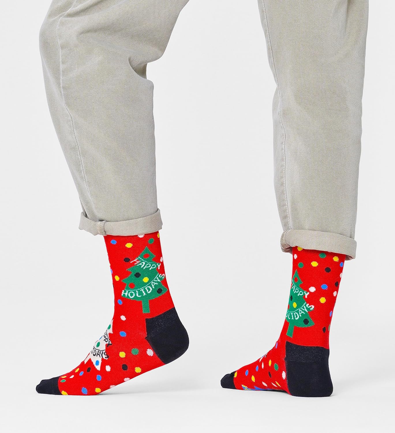 Happy Socks Christmas Tree and Santa Collection- for Men and Women, Made with Sustainable Cotton- Holiday Styles-Size Small/Medium (2-Pack with Gift Box) - Image 6