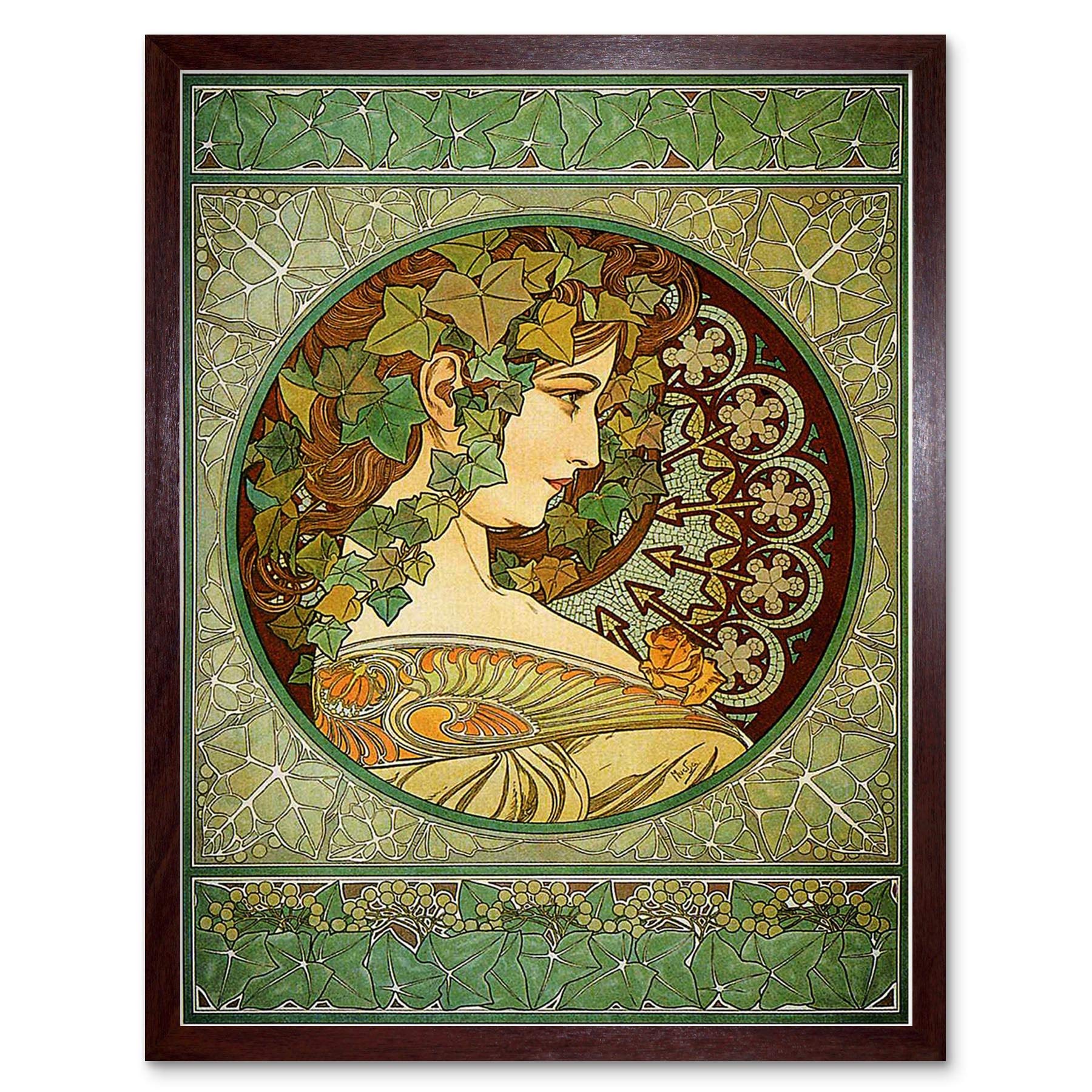 Wee Blue Coo Alphonse Mucha Laurel 1901 Old Master Painting Art Print Framed Poster Wall Decor 12X16 Inch