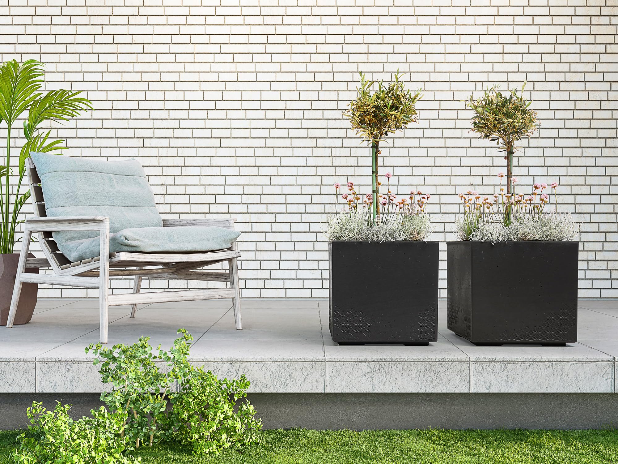 Köhko® Plantenbak van glasvezel ø44 x H79 cm donkergrijs
