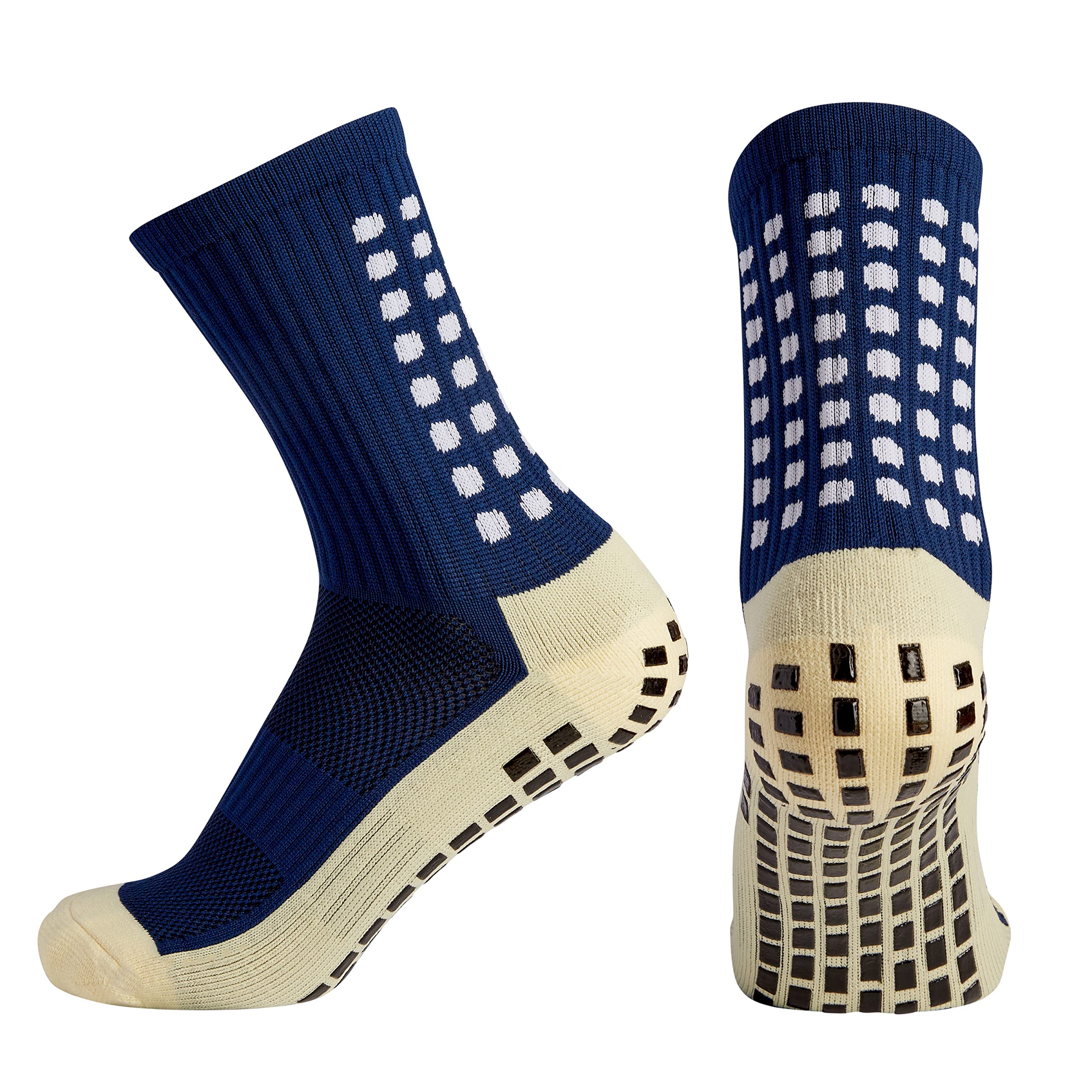 KAIK. Grip Socks Football Grip Socks, High Performance Breathable Non Slip Crew Sports Socks (Navy)