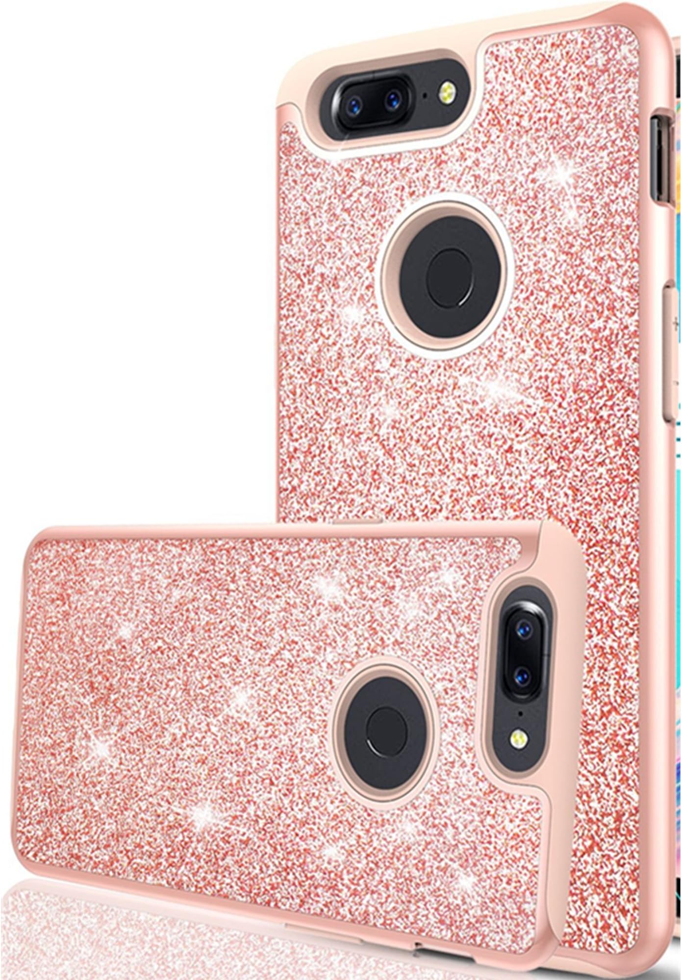 Spritech OnePlus 5T Case Glitter Case, Bling Cute Girls Women [2 in 1 PC Silicone Leather] Heavy Duty Protective Phone Case for OnePlus 5T