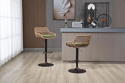 Miniatura 6 de Juego de 2 taburetes de bar giratorios con reposapiés ajustables para cocina, comedor, 2 unidades