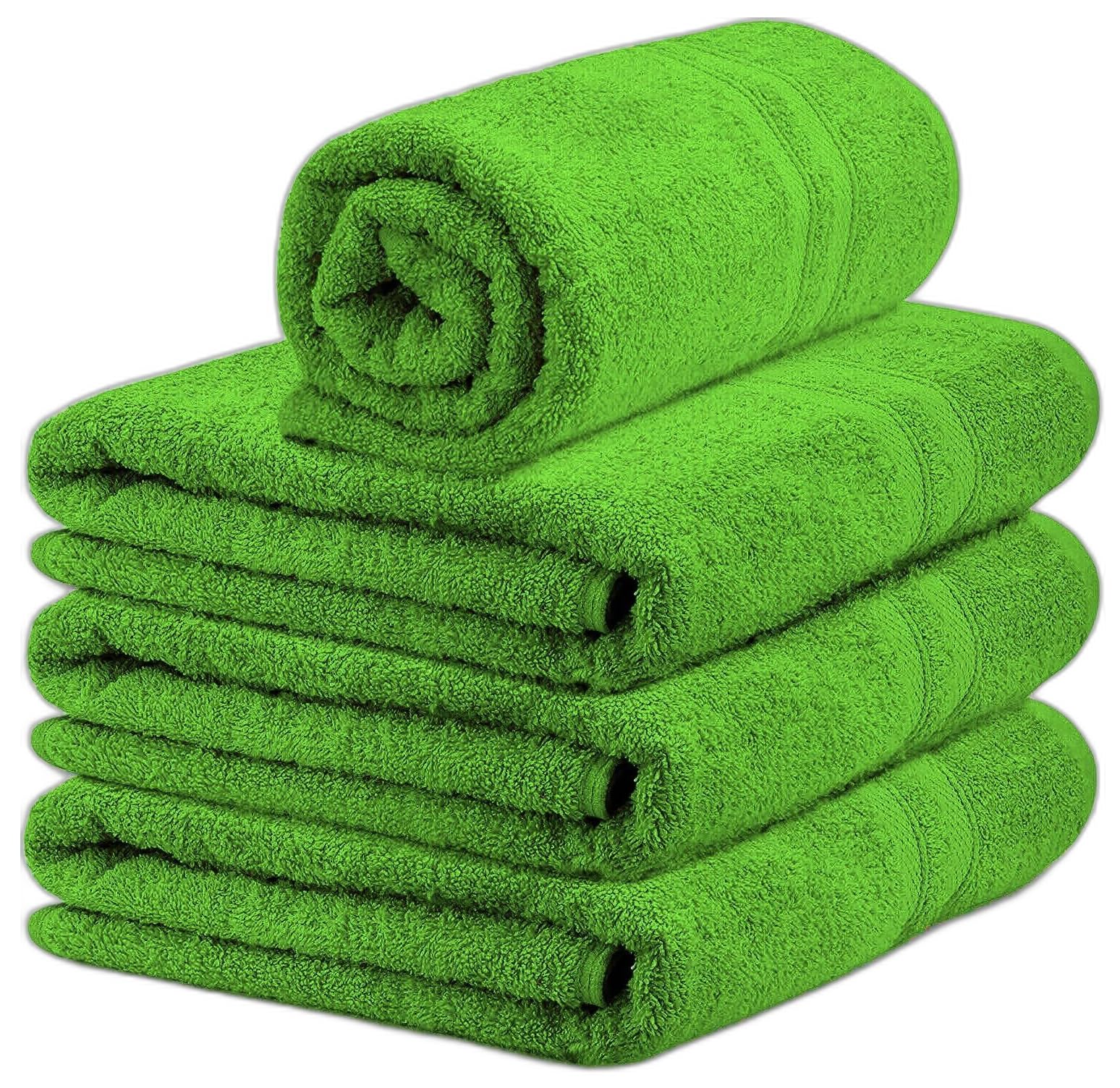 Edb Lime Green 4 X Large Bath Towels 100% Egyptian Cotton High Absorbent 500 Gsm Hotel Quality Jumbo Bath Sheets Towel Set 75 X 150 Cm (Lime Green)