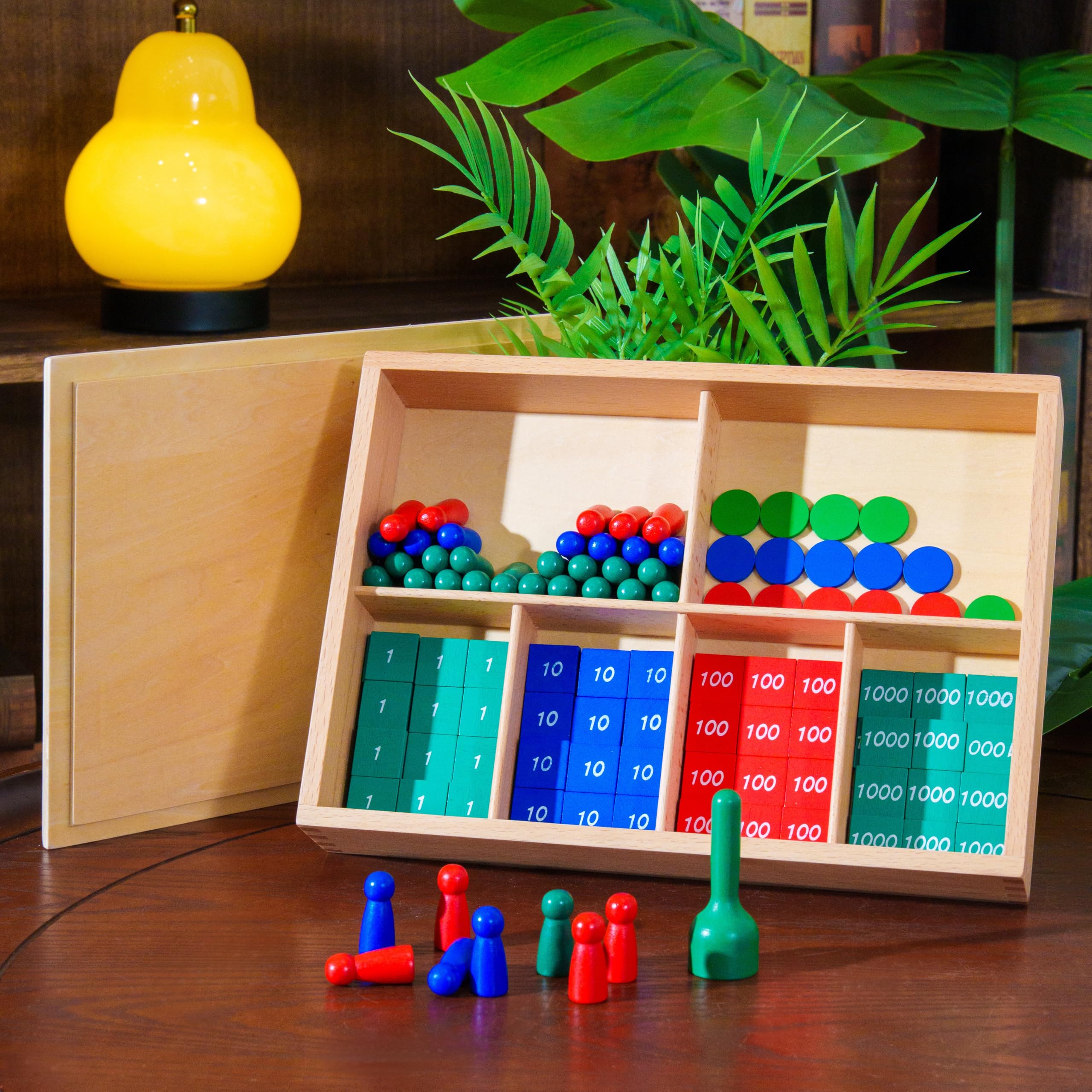 Premium Montessori Mathematik-Set 3 – 12-in-1 Komplettset für 3-12 Jahre mit Stempelspiel, Perlenbrettern, Schlangenspielen & Uhr, Mathe-Material für Homeschool & Klassenzimmer (Math Series Kit 3)