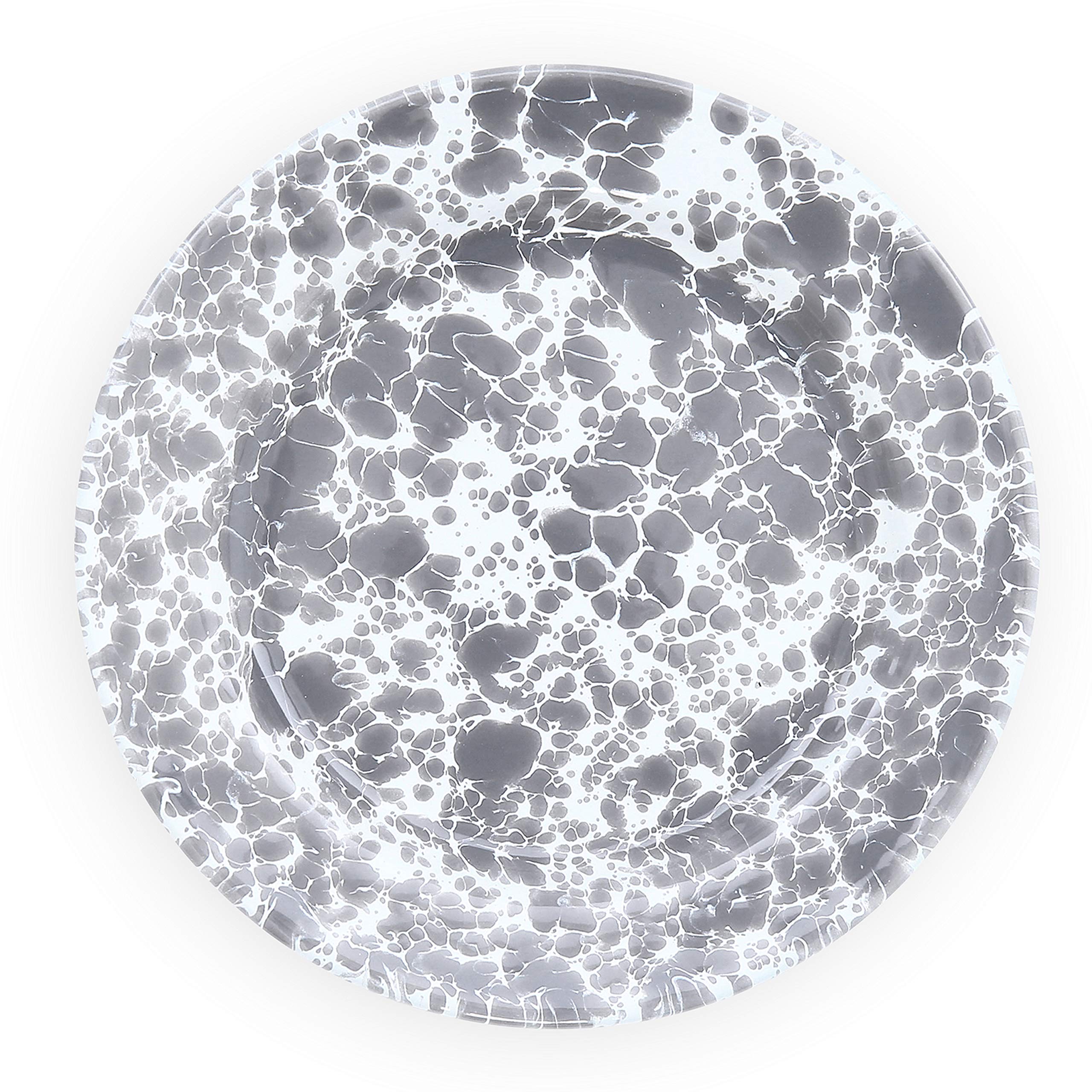 Crow Canyon Home Enamelware Flat Salad Plate, 8 inch, Grey/White Splatter (Set of 4)