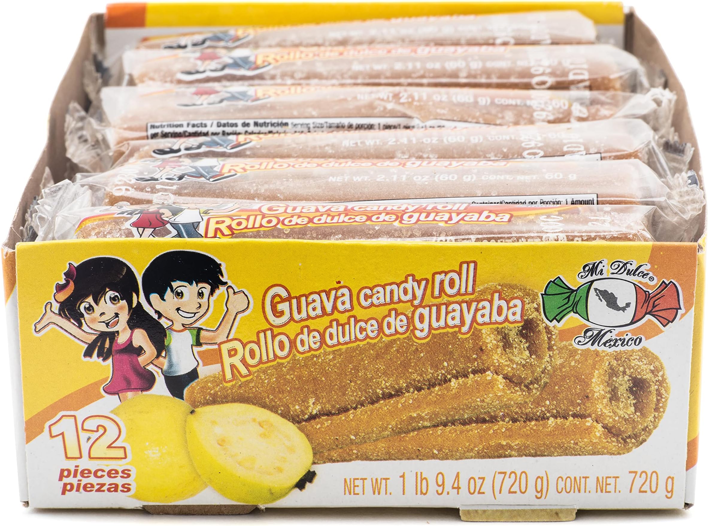 MDM GUAVA CANDY ROLL 12CT 1LB 9.4OZ (720G) ROLLO DE DULCE GUAYABA