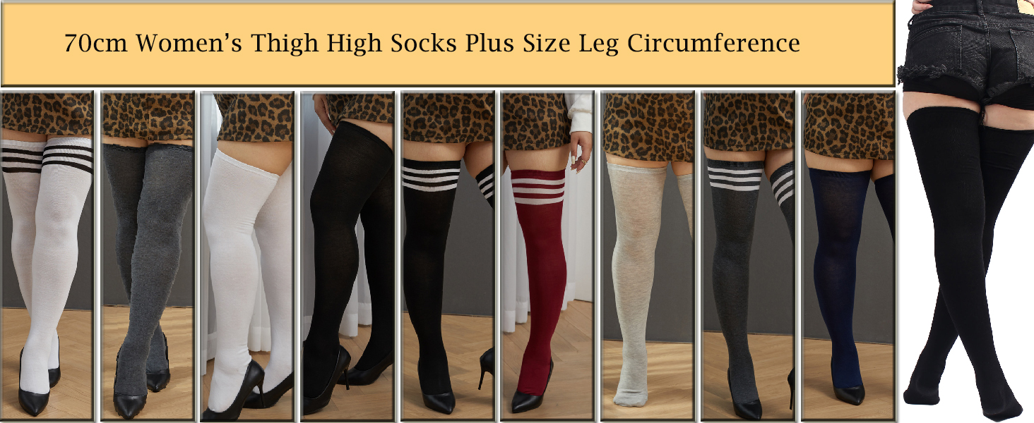 Durio Chaussettes Hautes Cuisses Grandes Tailles Pour Femmes - Mi-Bas Longs Au-Dessus Du Genou - Bottes Chaussettes Confortables