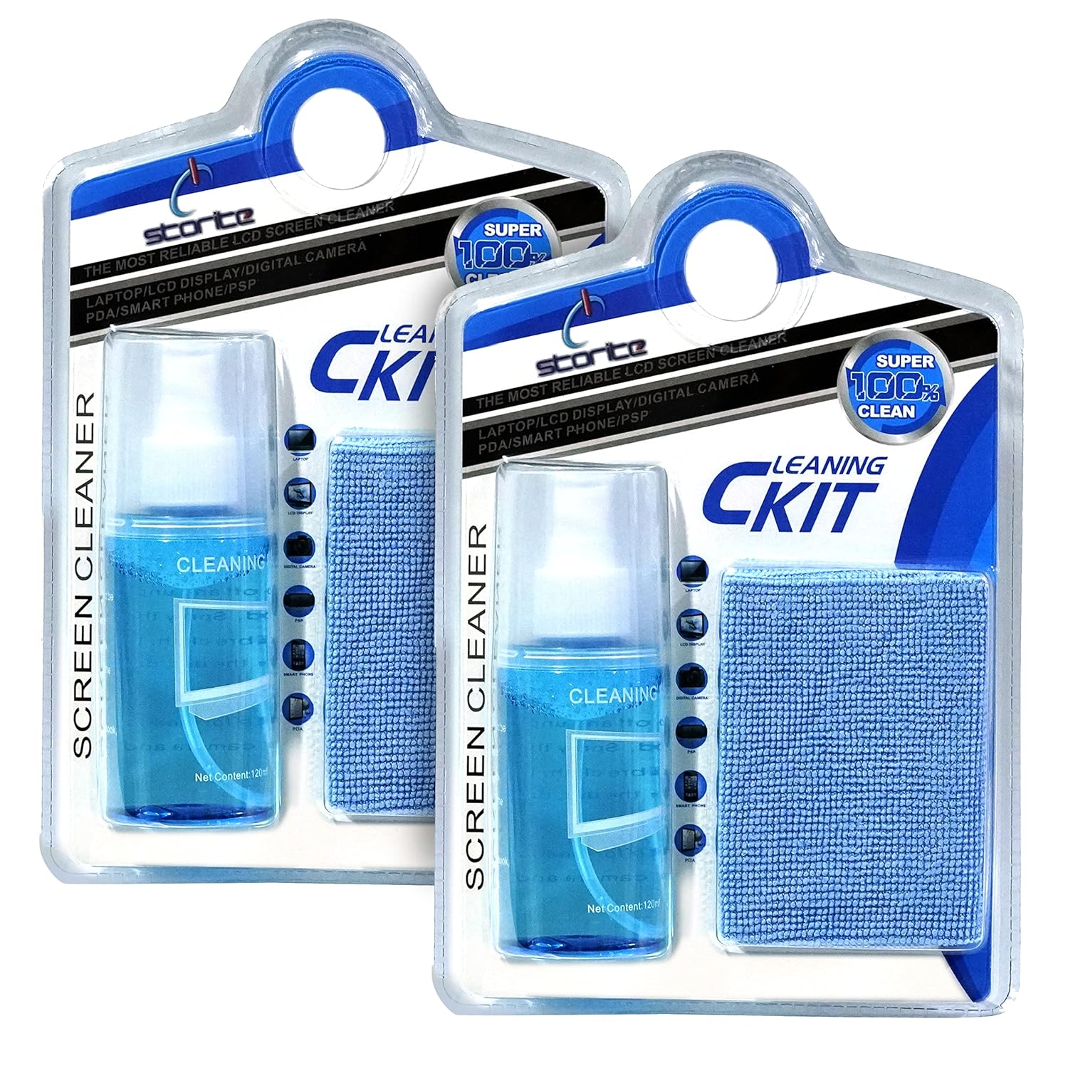 Storite 2 in 1 Professional Screen Cleaning Kit (120ML) for Laptops,Mobiles,iPhone,Tablet,OLED,LED,LCD,Computers (Includes: Cleaning Solution, Plush Microfiber Cloth) – Pack of 2 Storite 2 in 1 Professional Screen Cleaning Kit (120ML) for Laptops,Mobiles,iPhone,Tablet,OLED,LED,LCD,Computers (Includes: Cleaning Solution, Plush Microfiber Cloth) – Pack of 2