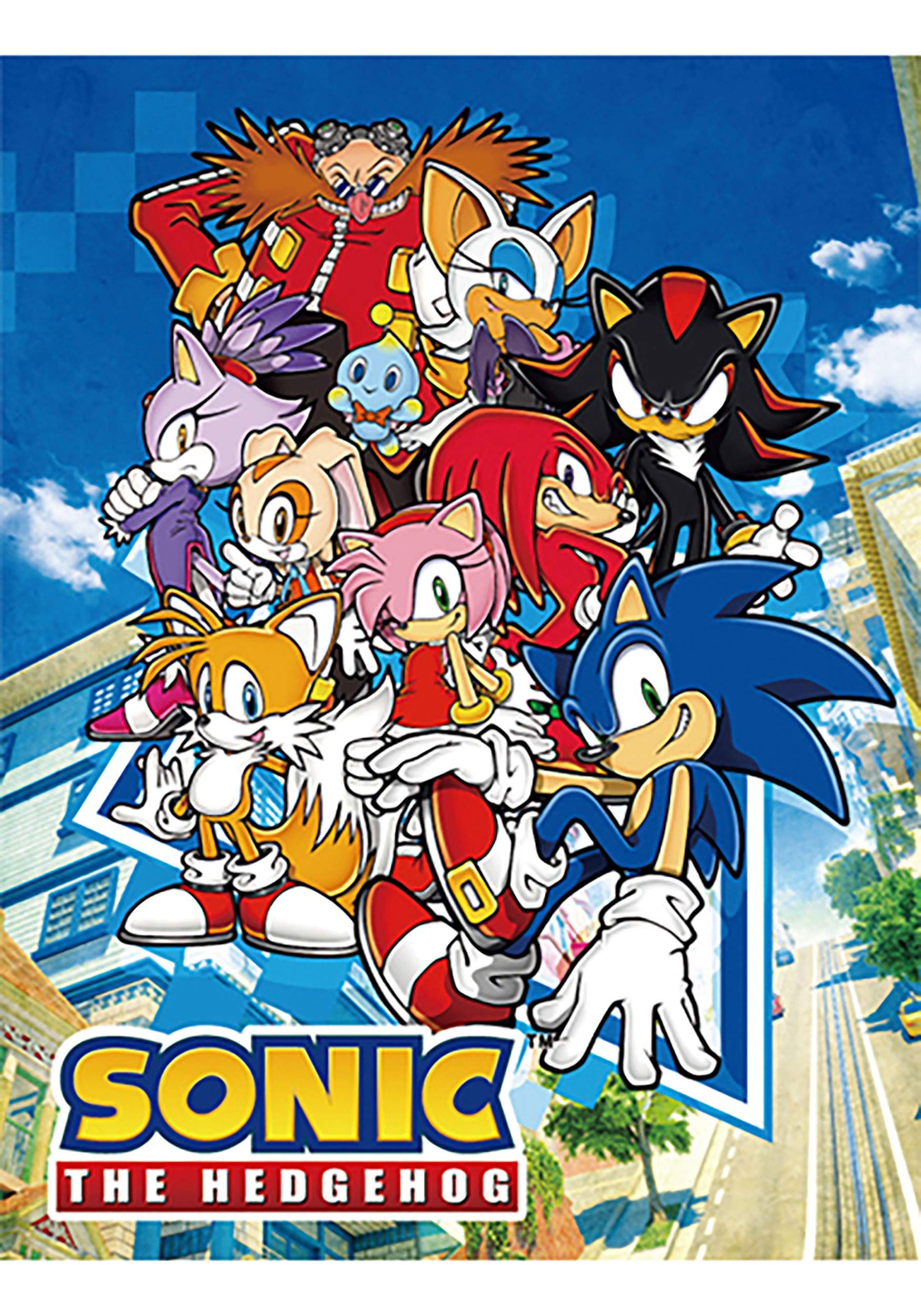 Great Eastern Entertainment Sonic The Hedgehog- Big Group Sublimation Throw Blanket 46" x 60"