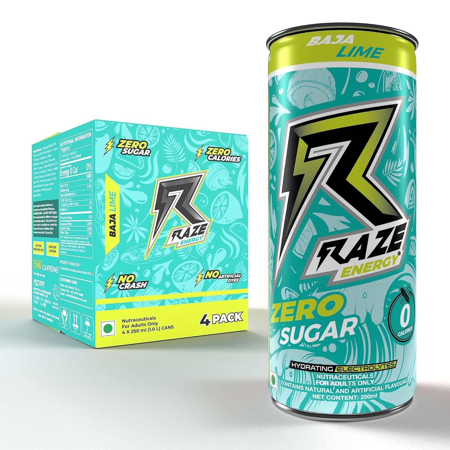 VANREO Raze Energy Functional Energy Drink, 75Mg Caffeine, Zero