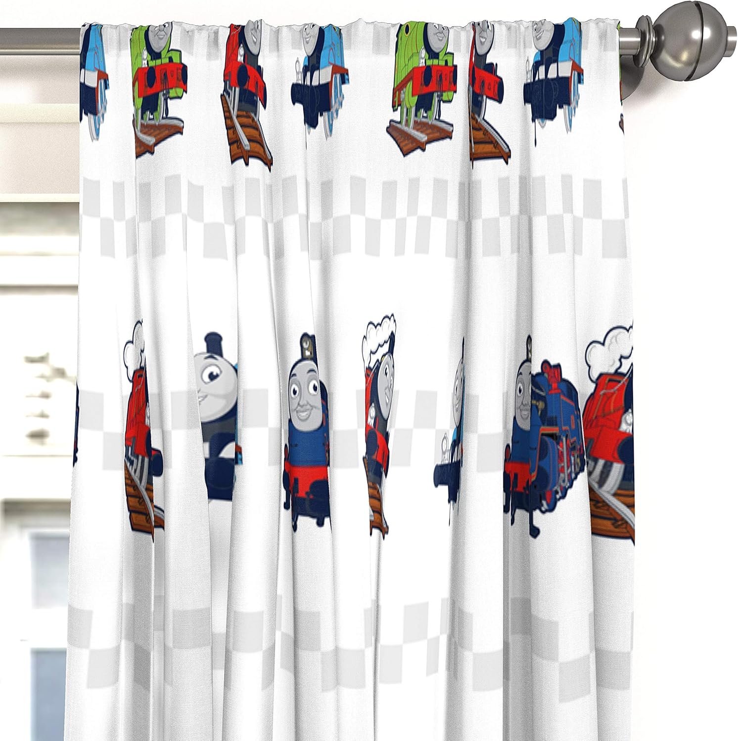 Kids Warehouse Thomas The Tank Engine Hot Rod 63" Decorative Curtain/Drapes 4-Piece Set (2 Panels, 2 Tiebacks)