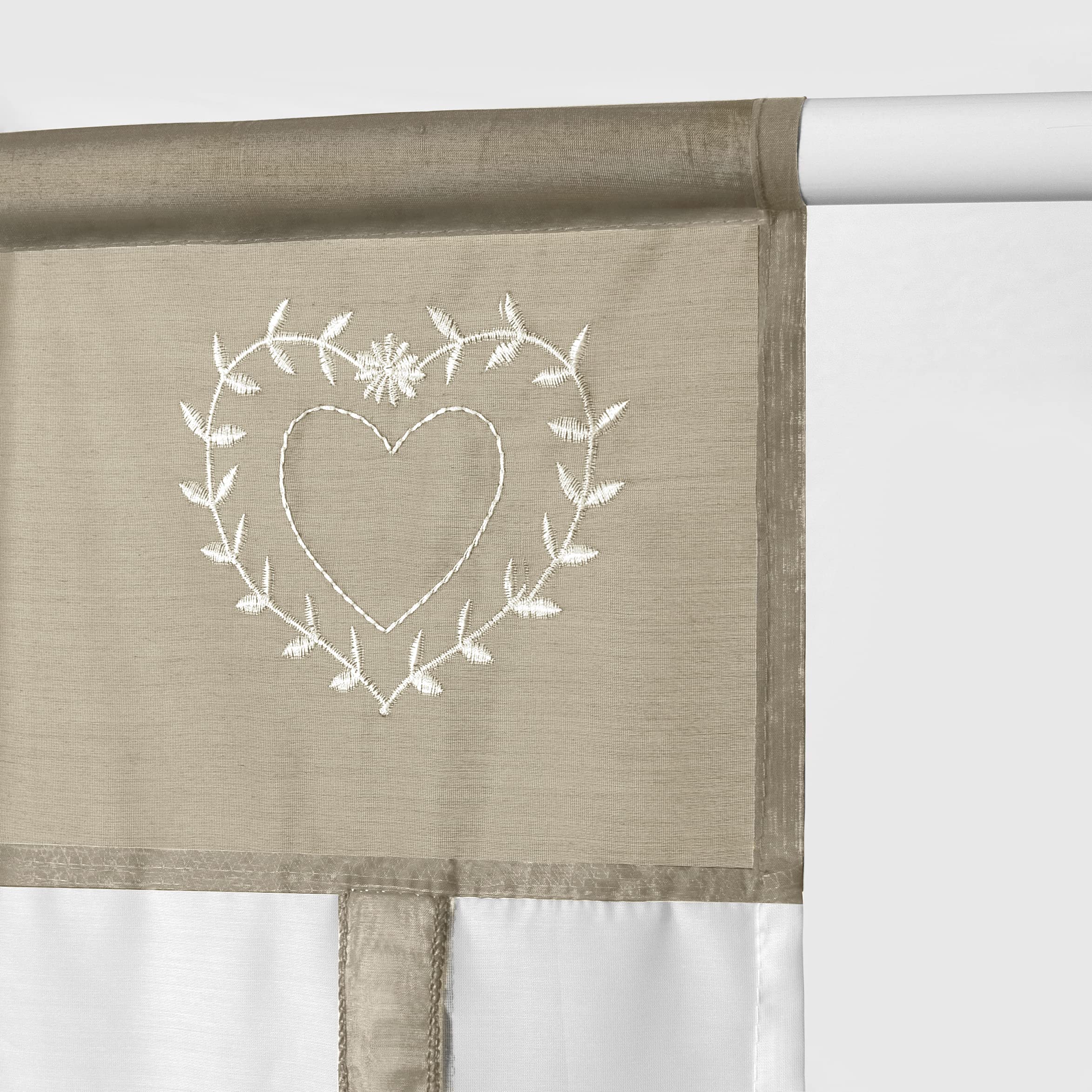 SIMPVALE Tenda In Tulle Con Ricamo A Cuori – Mantovana Romana Da Annodare, Blu, Larghezza 80 X Altezza 140 Cm