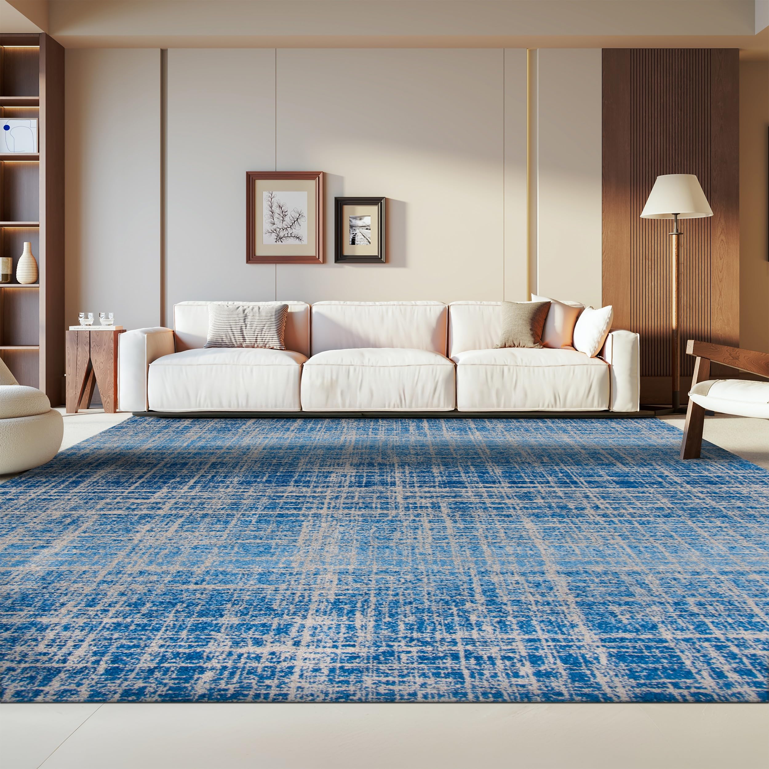 SAFAVIEH Area Rug 8x10 - Adirondack Collection - Large - Blue & Silver, Modern Abstract Design, Non-Shedding & Easy Cleaning, Ideal for Living Room,