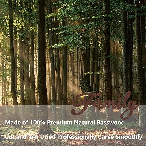 Miniatura 4 de CREATCABIN Letrero recortado de madera con letras familiares, decoración artística de madera con palabras de escultura, letreros rústicos sin