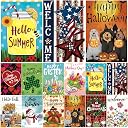 Seasonal Garden Flags Set of 12 Double Sided 12x18 Inch, Small Yard Flags for Outside, Spring Summer Fall Winter & Holiday Outdoor Decor, 4th of July Halloween Christmas Decorations for All Seasons