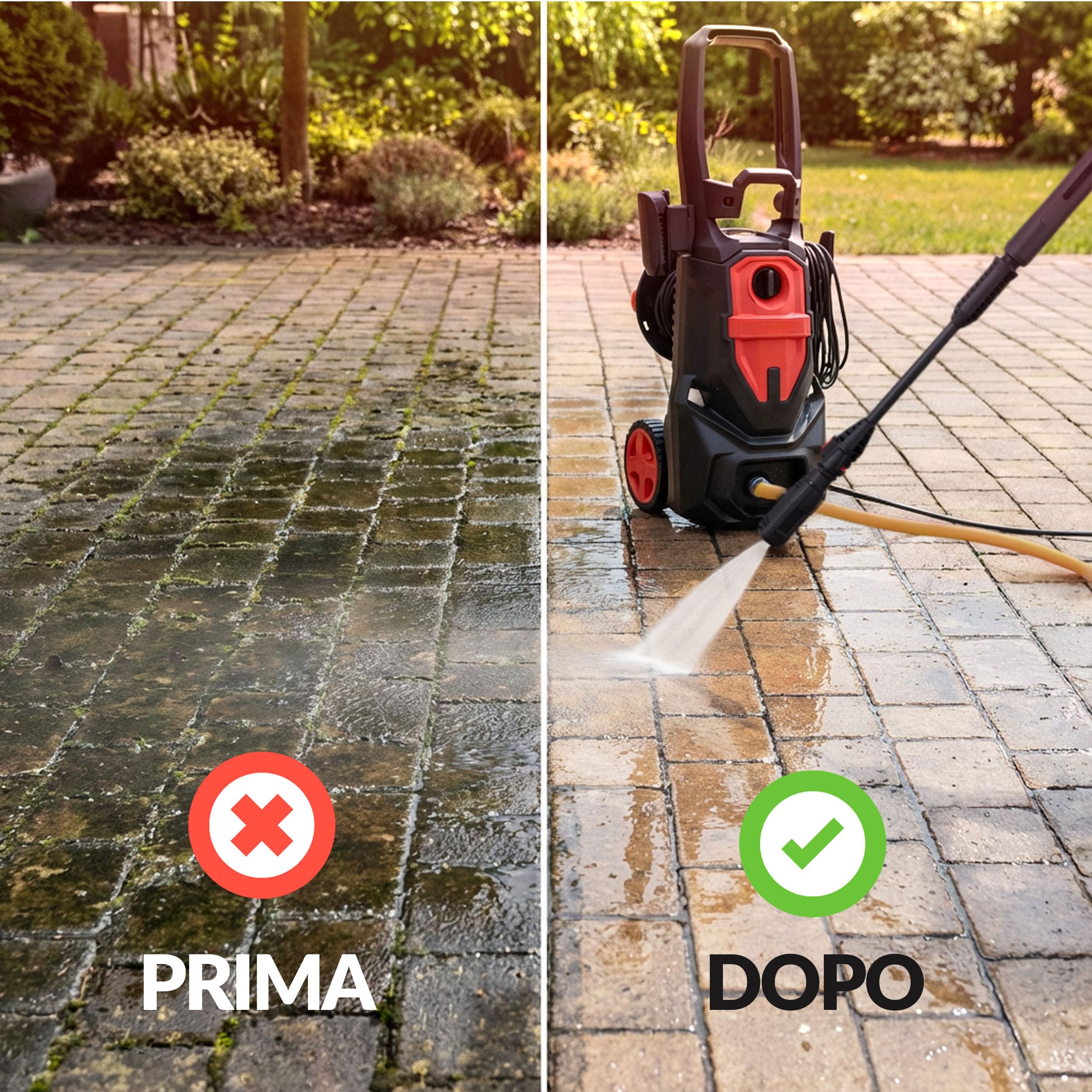 LEHMANN Denver Idropulitrice, 2200 W, max. 240 bar, Portata 480 l/h, Raggio d'azione 15 m, Pompa in alluminio, Lancia Schiuma, Ugello Regolabile et Turbo, per Auto, Esterni di Casa, Nero/Rosso
