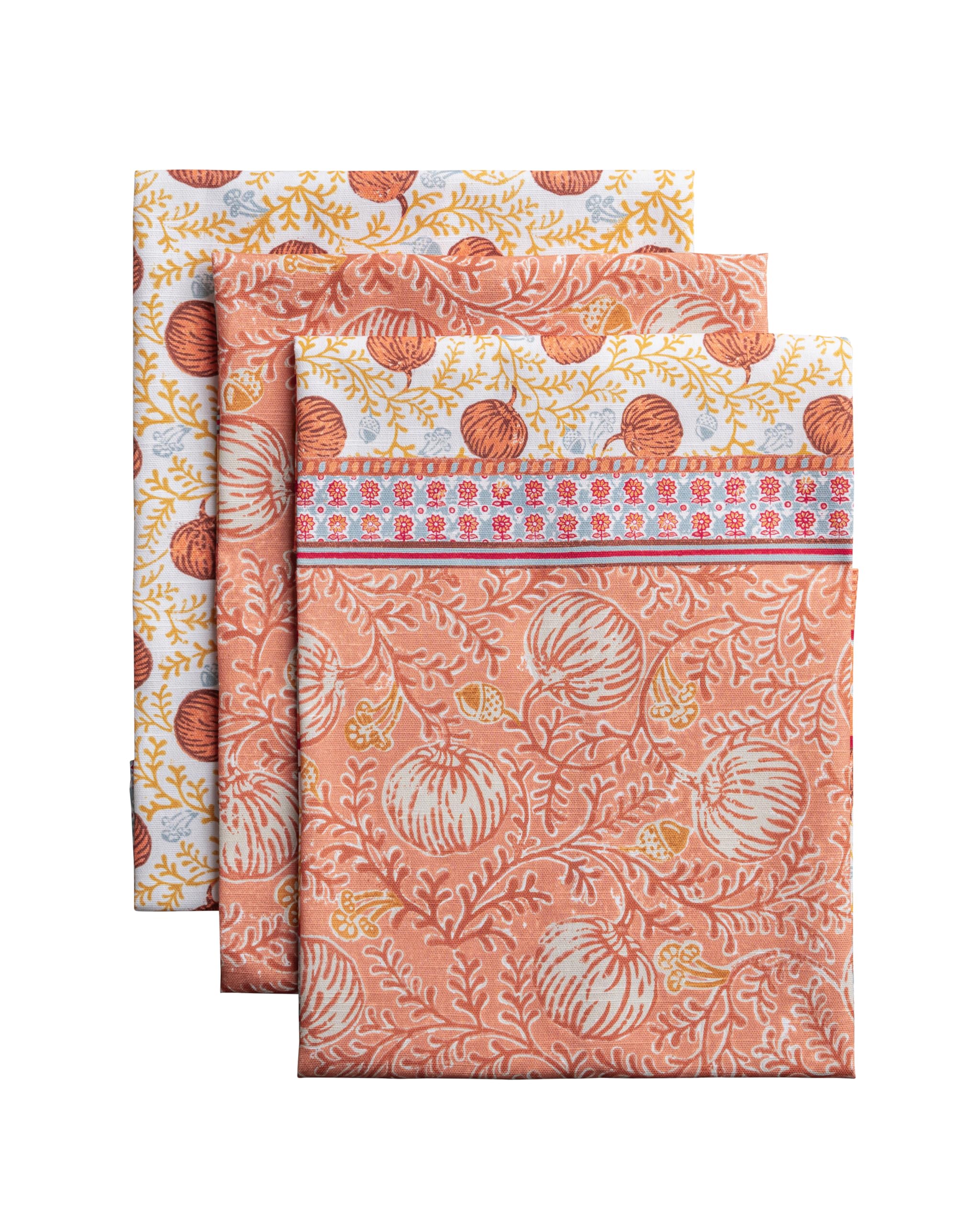 Maison d' Hermine Kitchen Towels Set of 3 100% Cotton 70 CM x 50 CM Reusable Cloth Tea Dish Towels Absorbent with Hanging Loop for Kitchen Dining Christmas Decorations (Harvest Festival)