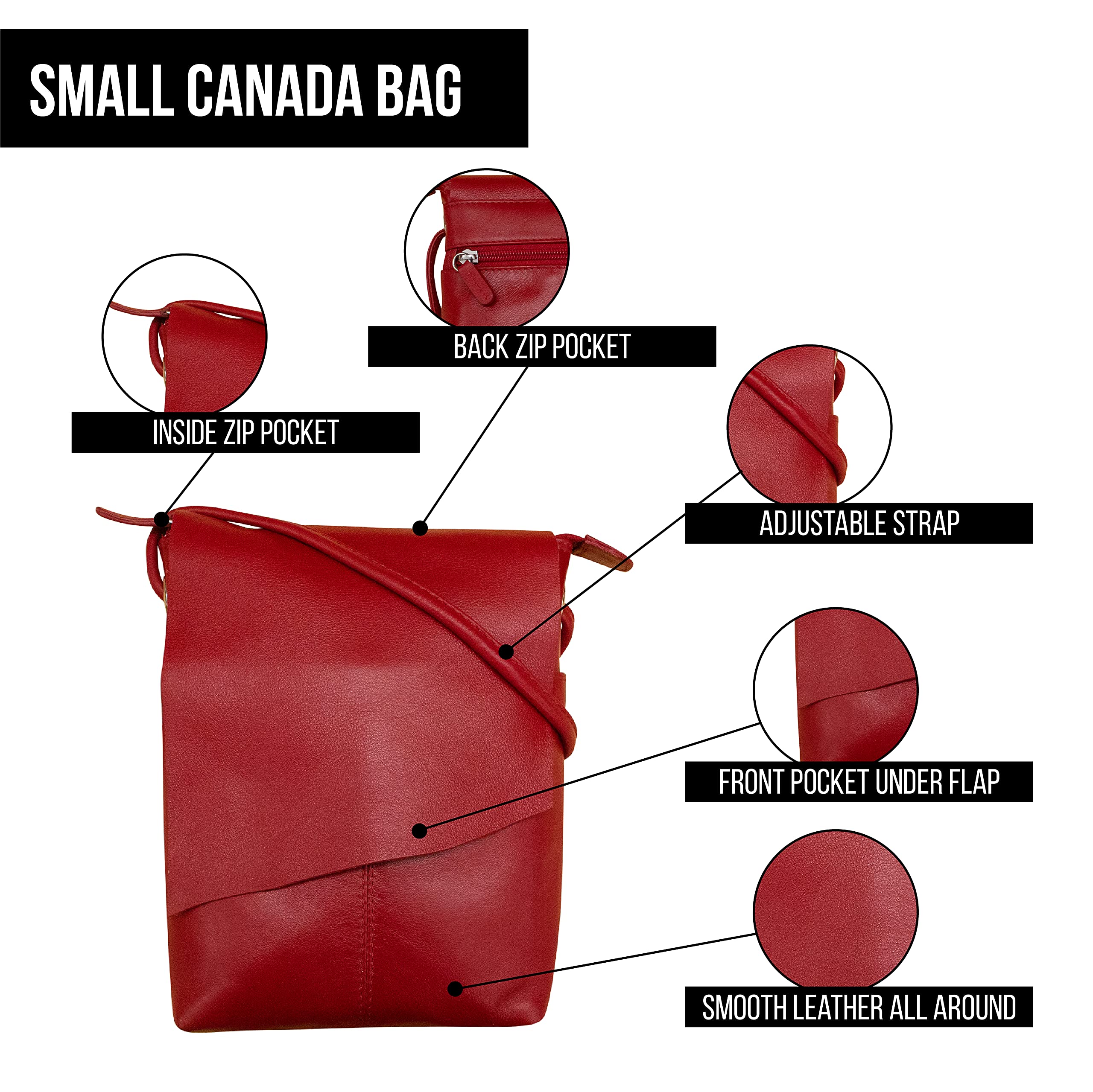 ili New York Leather Mini Sac Crossbody - Genuine Leather Crossbody Bags for Women with RFID Blocking, Adjustable Strap