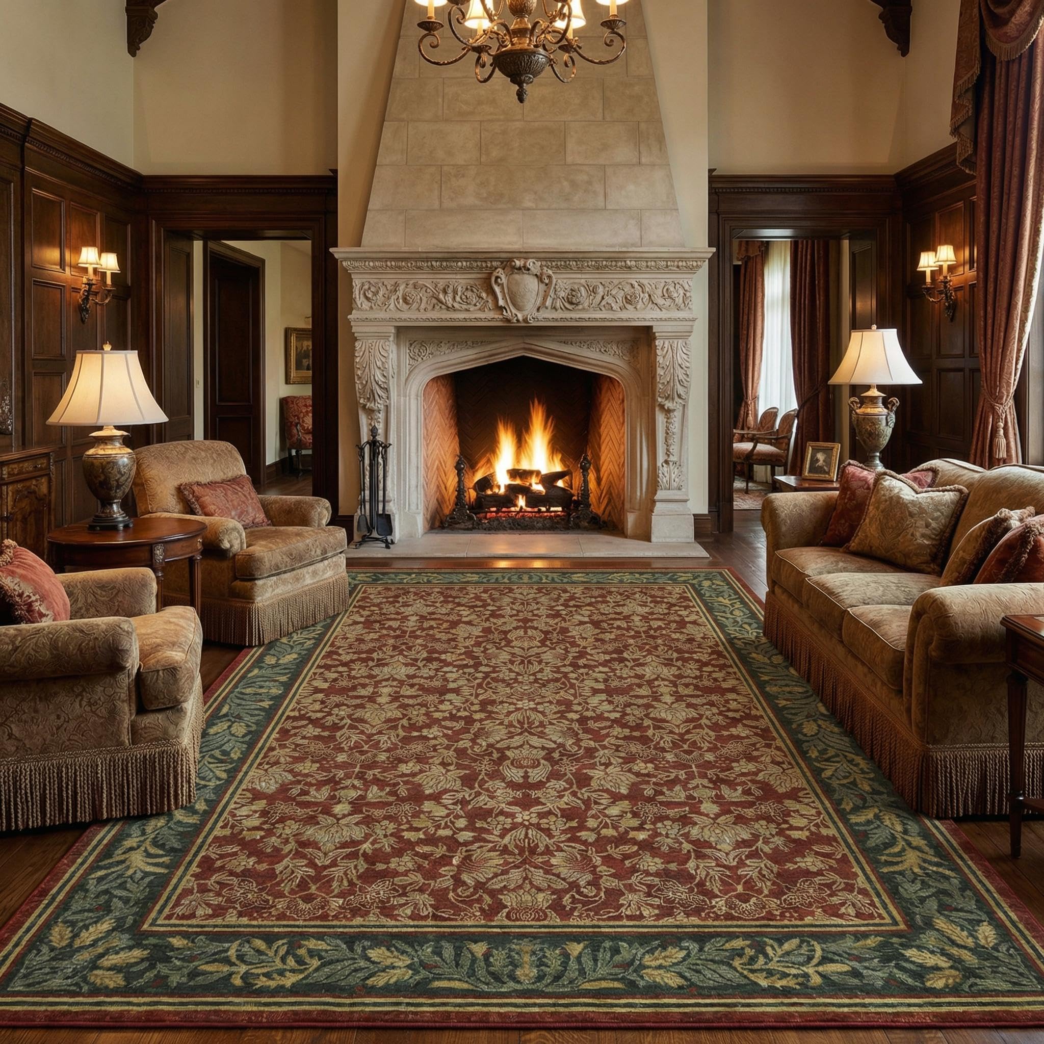 GarveeHome Washable Rug 9x12 Area Rugs for Living Room, Boho Rug Non Slip Vintage Low Pile Large Rugs for Bedroom Dining Room Stain Resistance