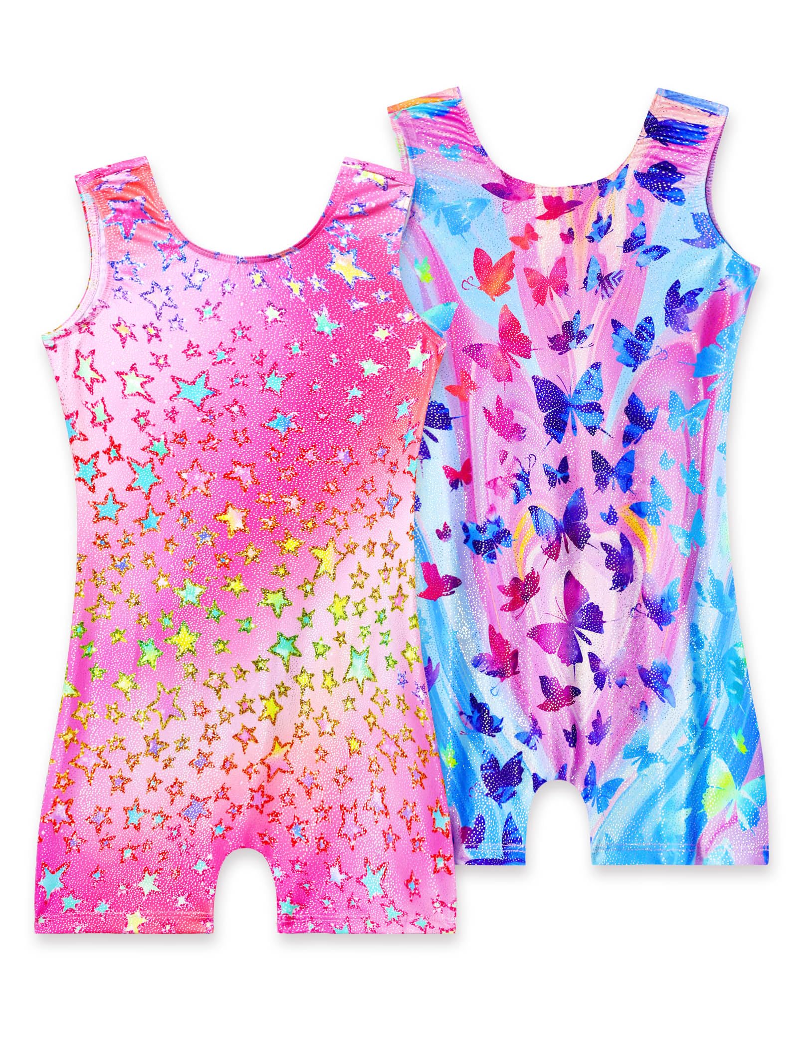 2 Pack Leotard for Girls Gymnastics Sparkly Sleeveless Unitards