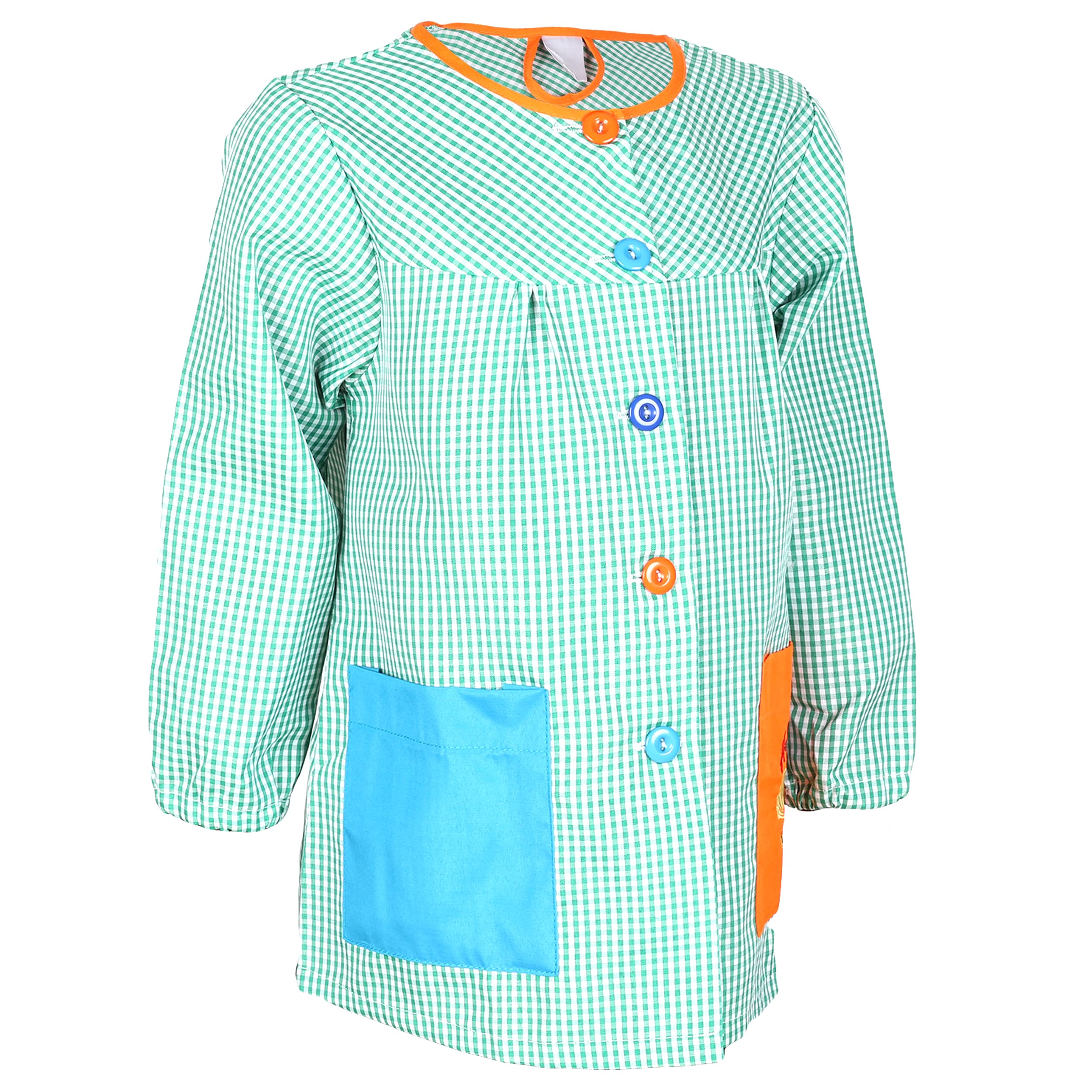 ETREXONLINE Grembiule Scuola per Bambini per l'Asilo e la Scuola con Bottoni, Grembiule Elastico con 2 Tasche per Infanzia