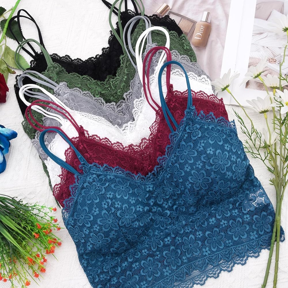 Set 5 Reggiseni Bralette In Pizzo - Senza Ferretto, Con Coppe Rimovibili - Foto 2