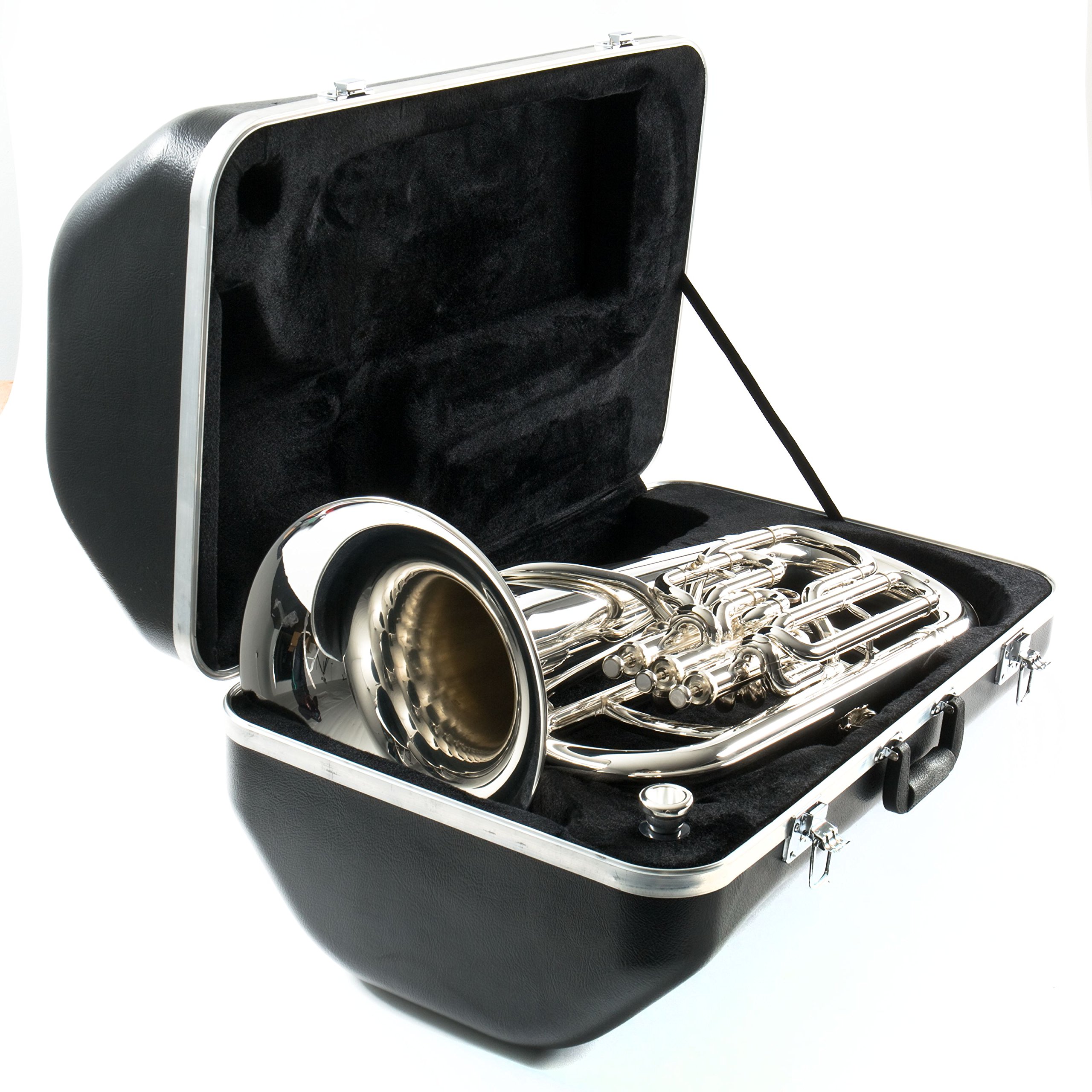 Monzani MZEP-1150S Bb-Euphonium, Vollkompensiertes Messinginstrument, Leichte Ansprache, Voll, Warmer Ton, Unproblematische Intonation, Inklusive Mundstück und Hardcase