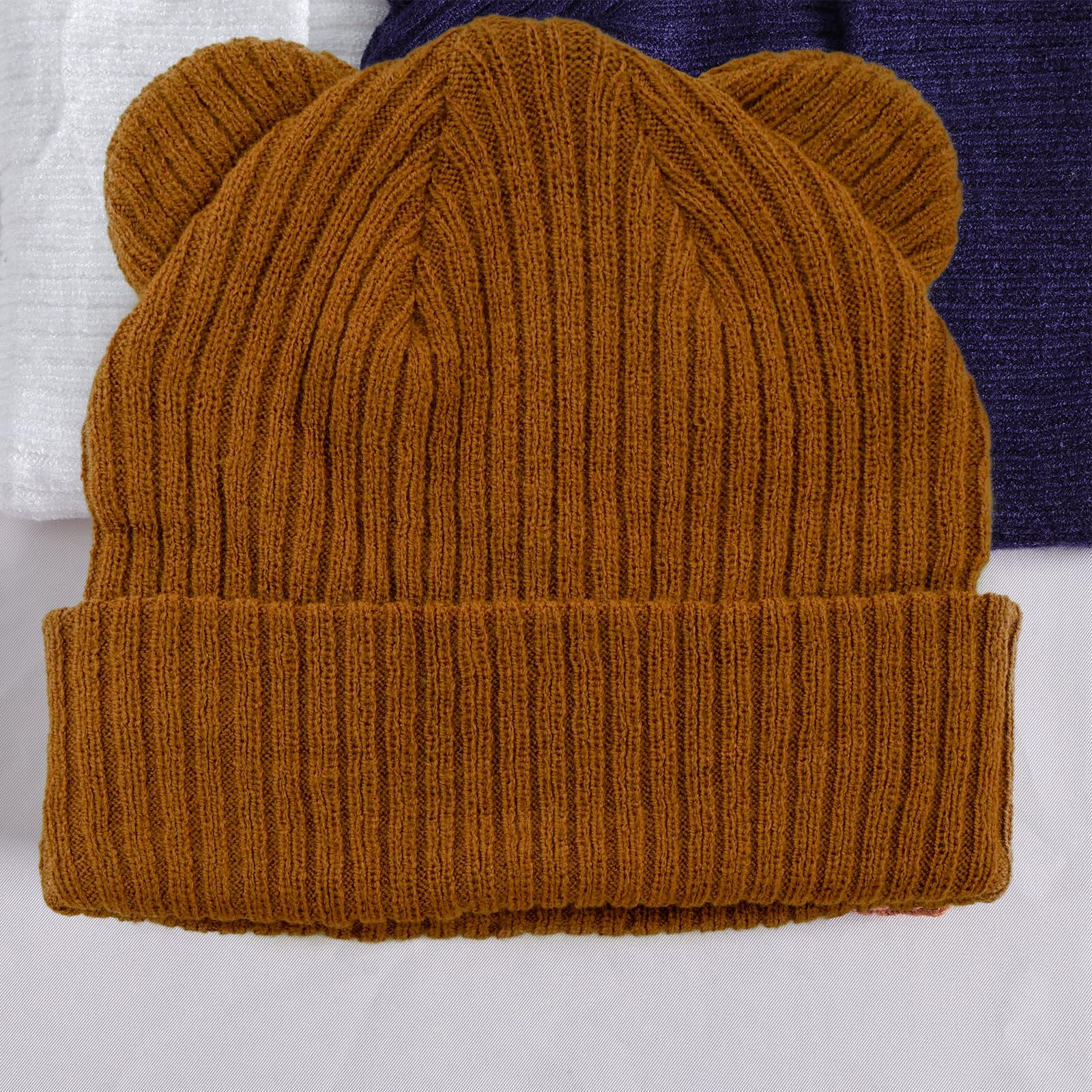 3 Pcs Baby Hats Infant Bear Ear Beanie Hats Newborn Knitted Hats for Boys and Girls for 6-24 Months