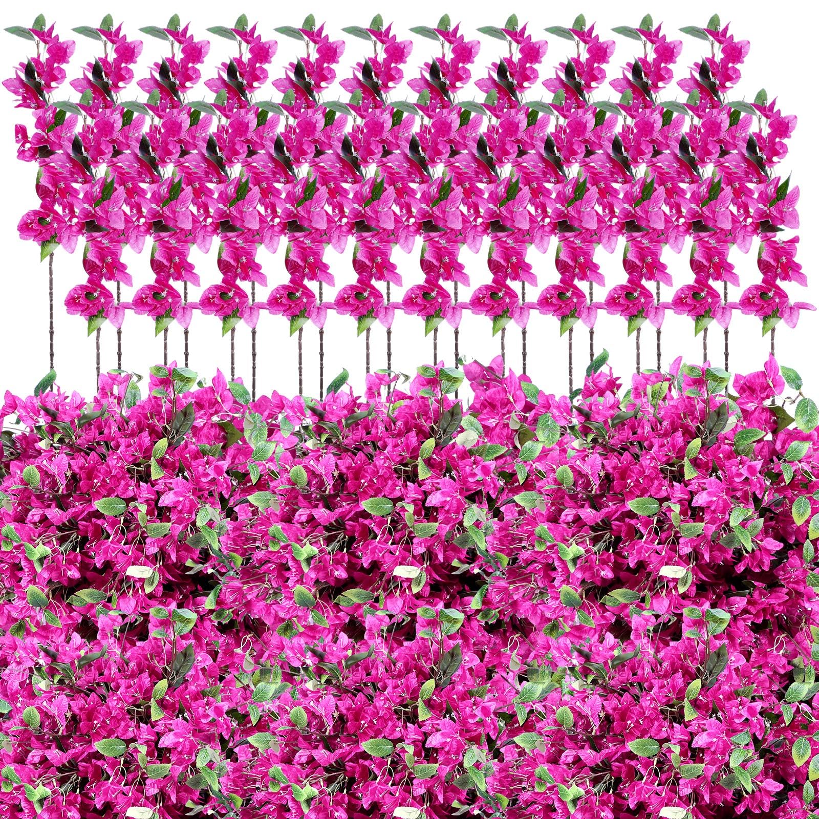 60 Pcs Artificial Faux Bougainvillea Fake Flower Silk Bougainvillea Branches UV Resistant Outdoor Indoor Decoration for Wedding Home Centerpieces Outside Decor (Rose Purple)